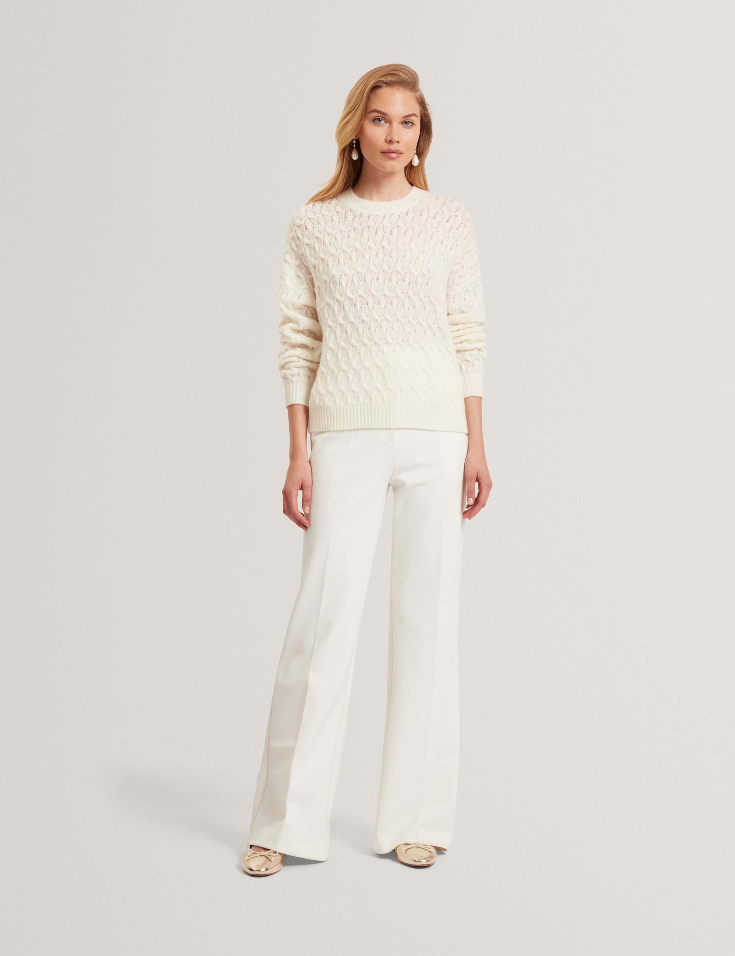 Wool Rich Pointell Crew Neck Jumper 3 of 6