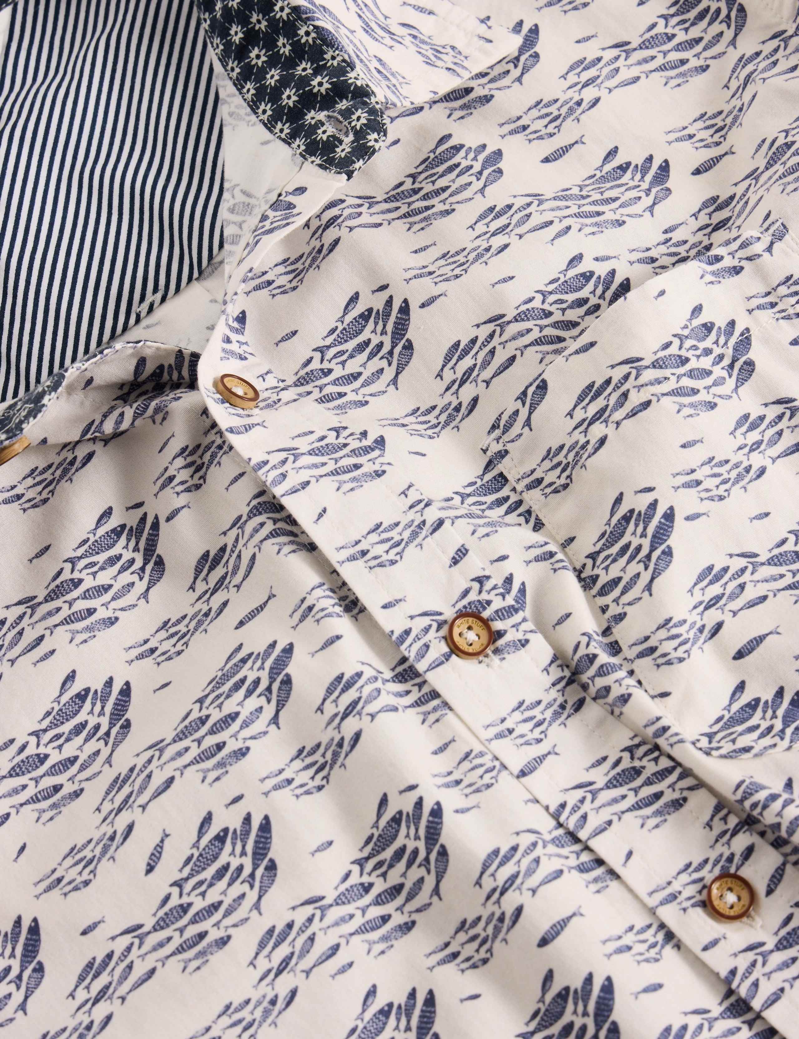 Pure Cotton Shoal Fish Print Shirt 6 of 6