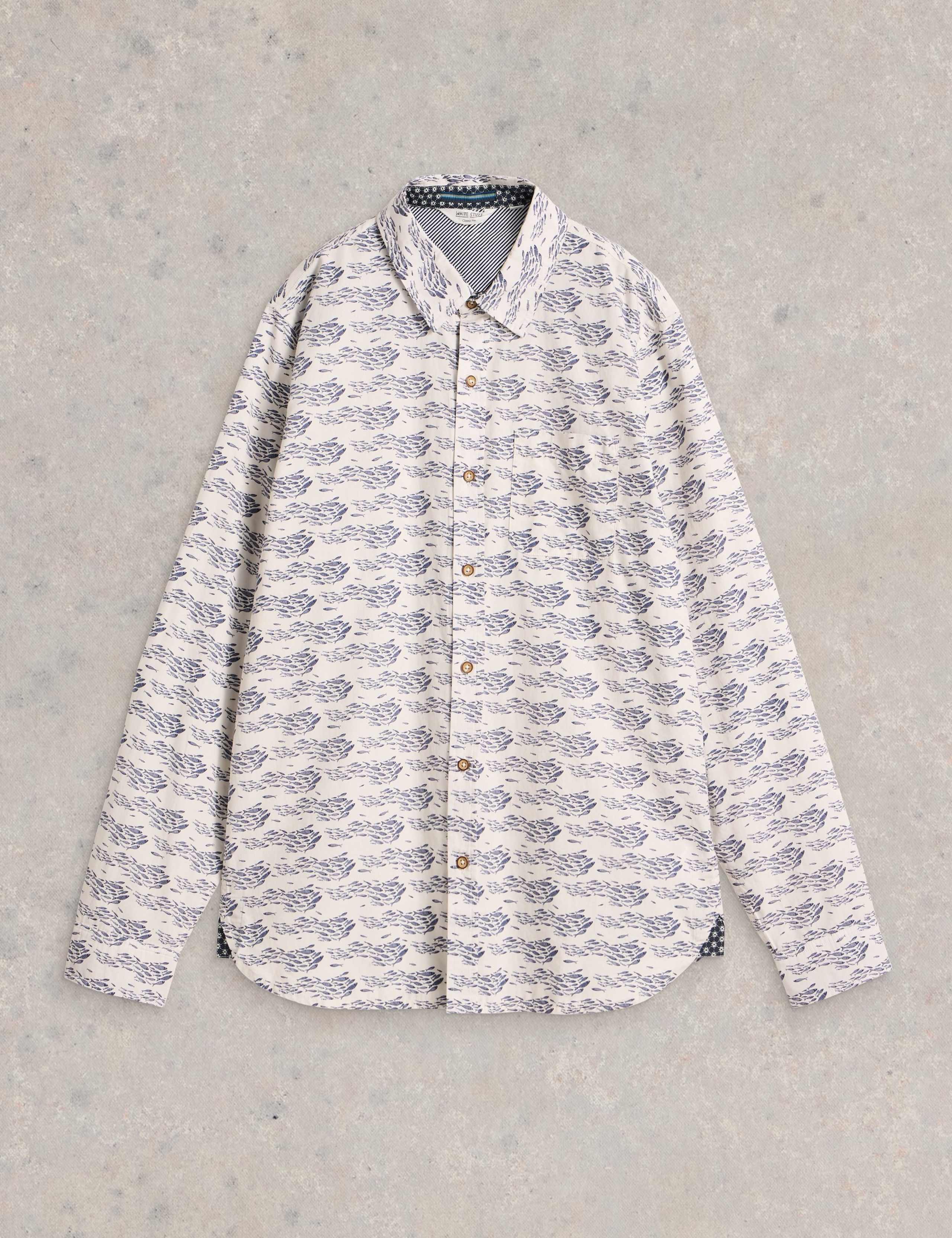 Pure Cotton Shoal Fish Print Shirt 2 of 6