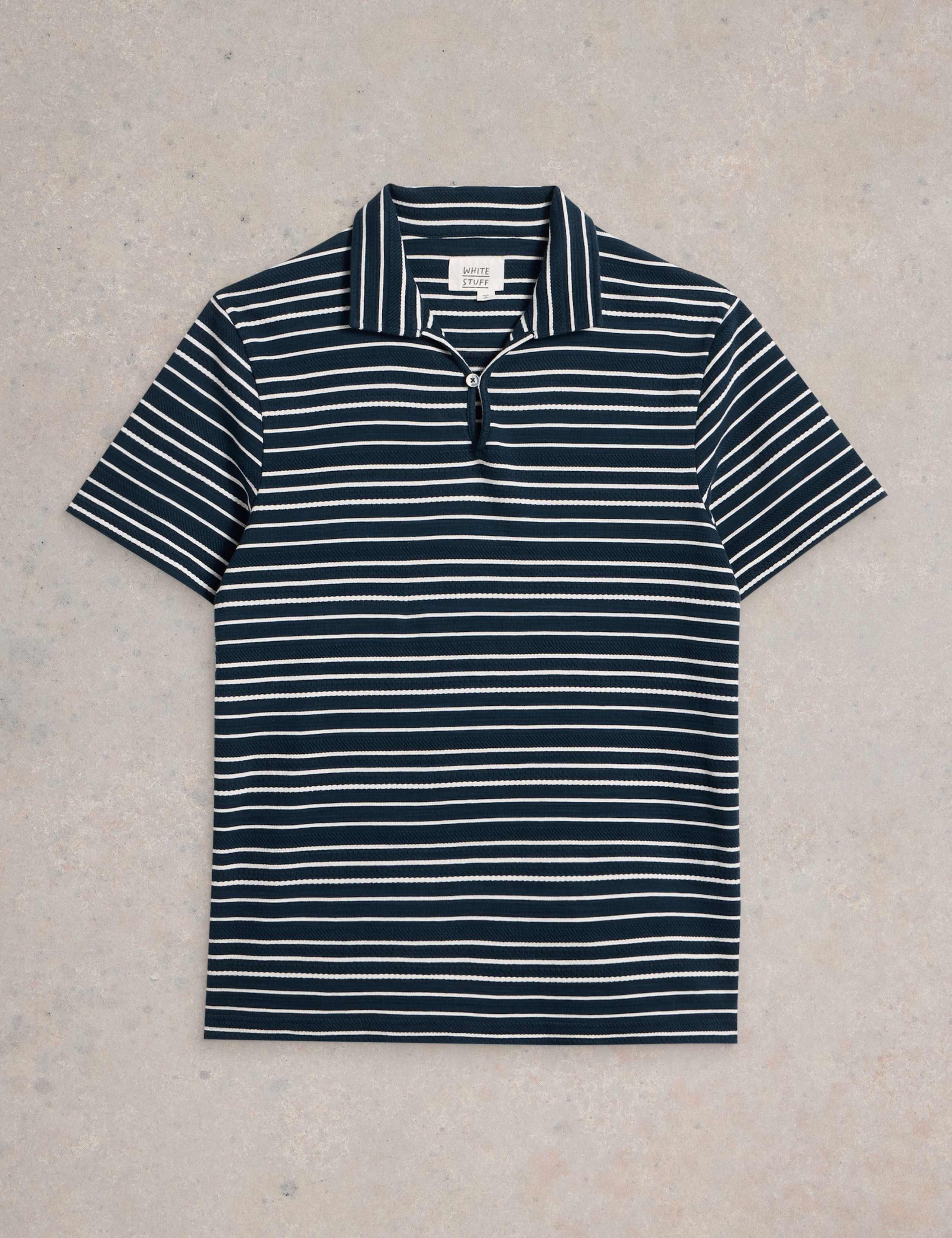Pure Cotton Jacquard Striped Polo Shirt 2 of 6