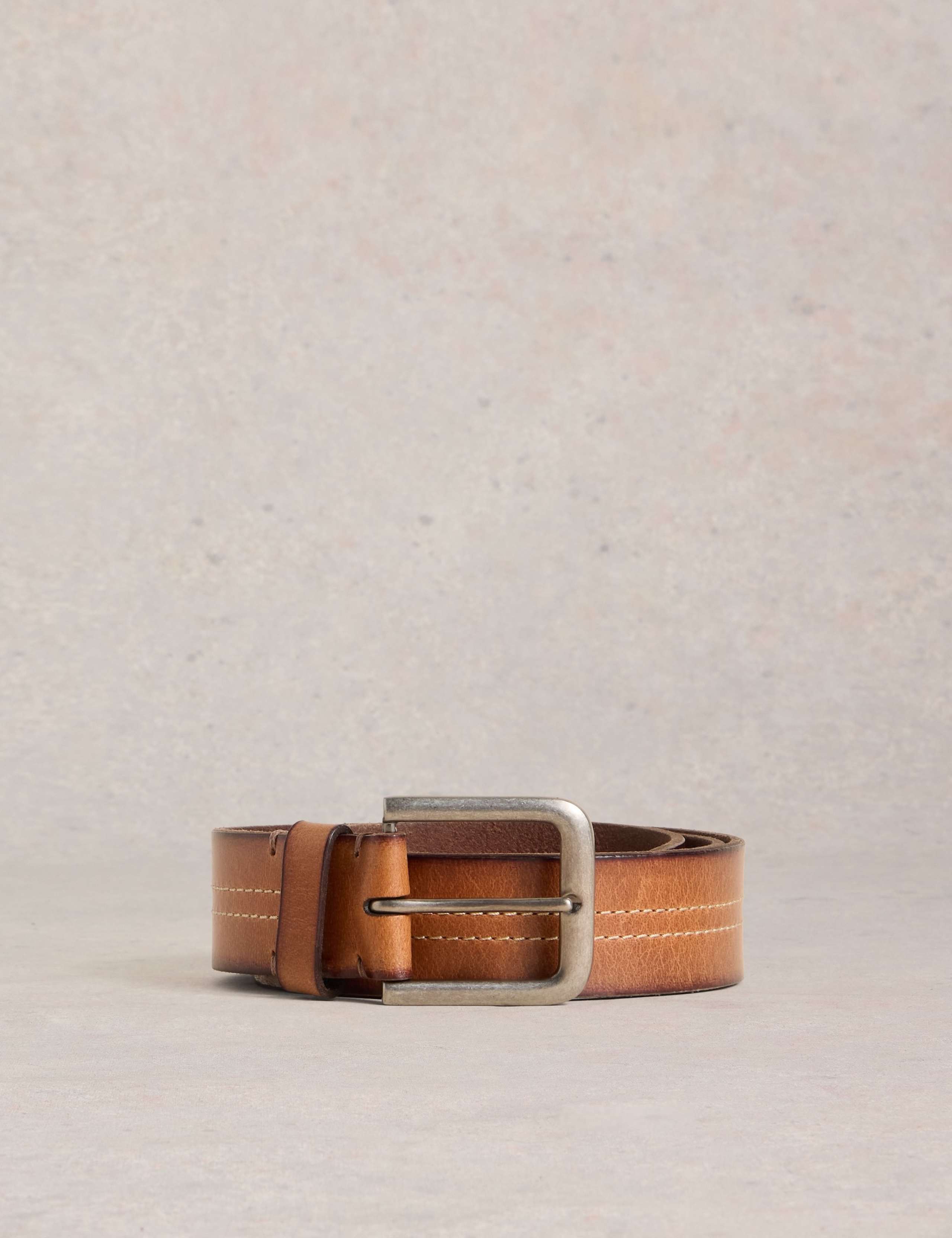 Leather Double Stitch Detail Belt 2 of 3