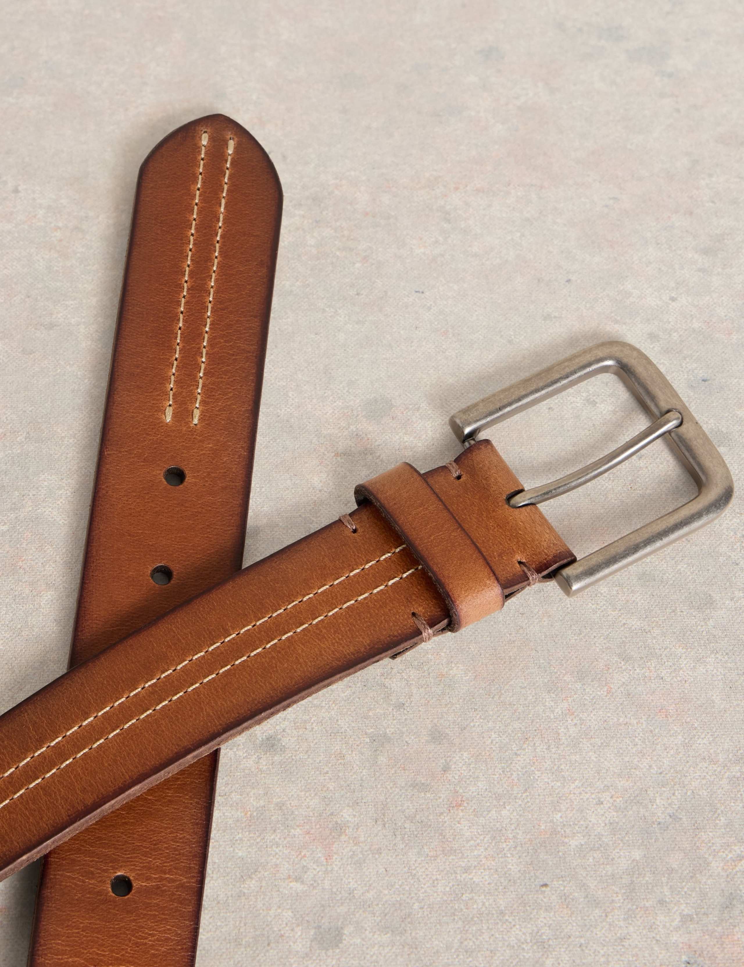 Leather Double Stitch Detail Belt 3 of 3