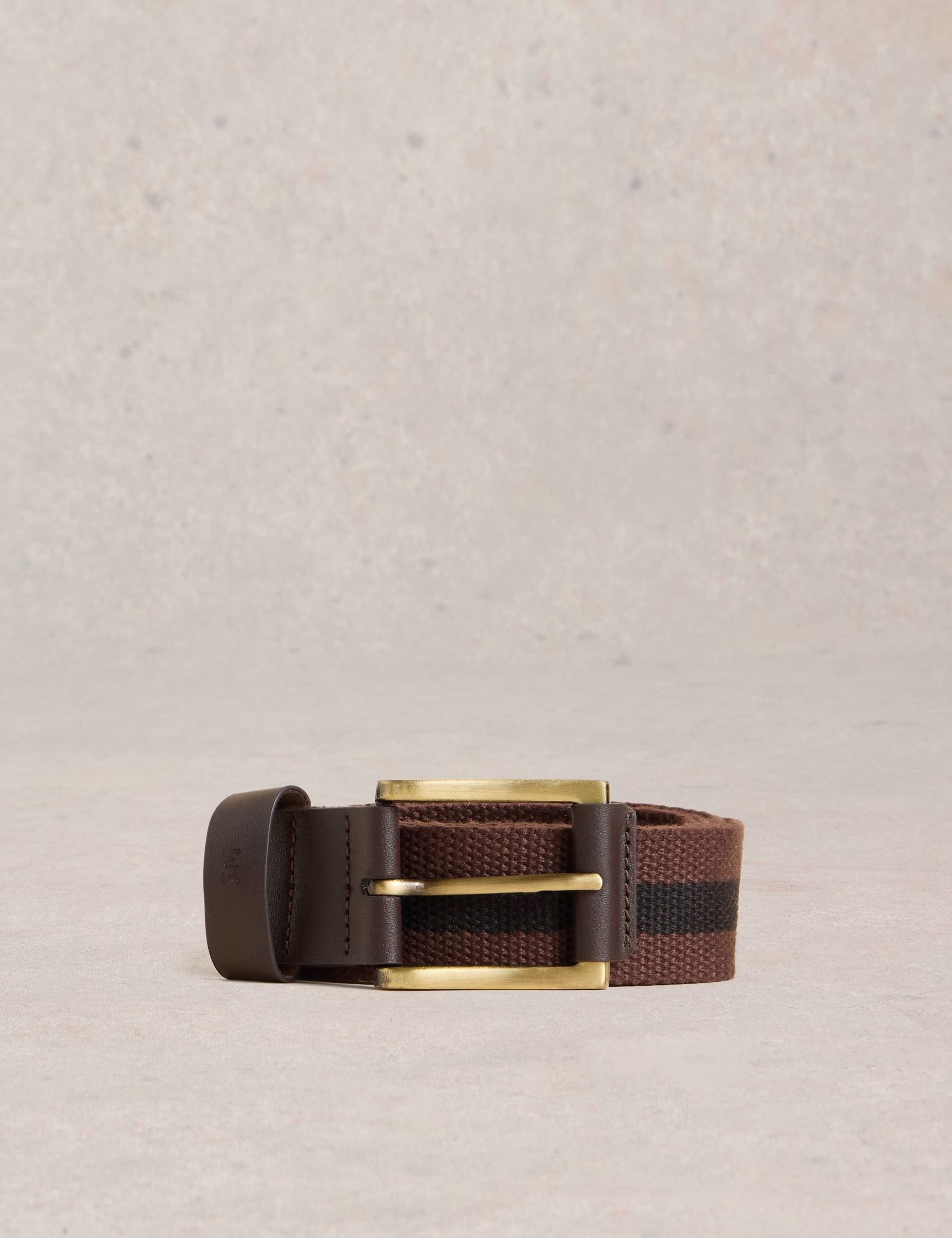 Webbing Stripe Rectangular Buckle Belt 2 of 3
