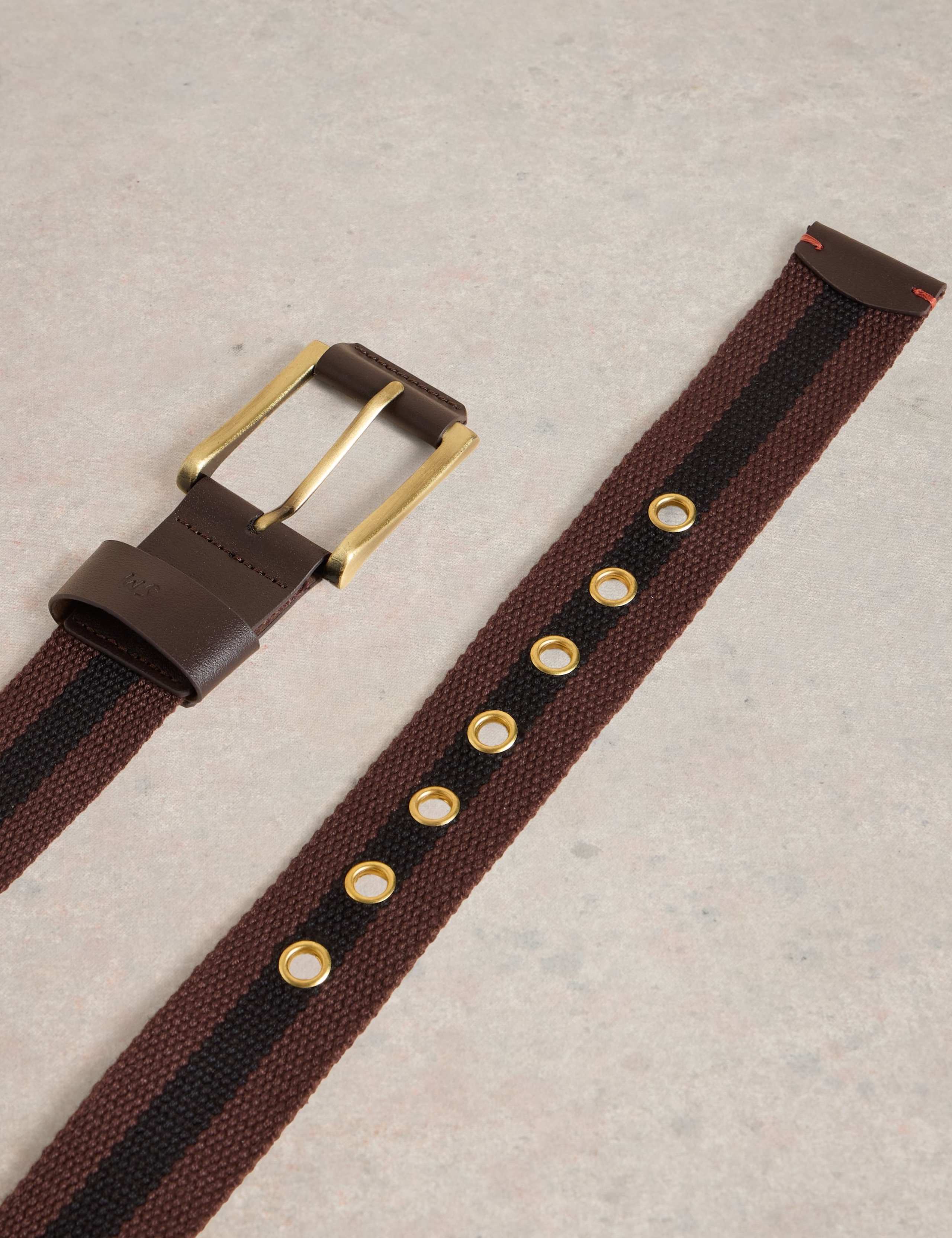 Webbing Stripe Rectangular Buckle Belt 3 of 3
