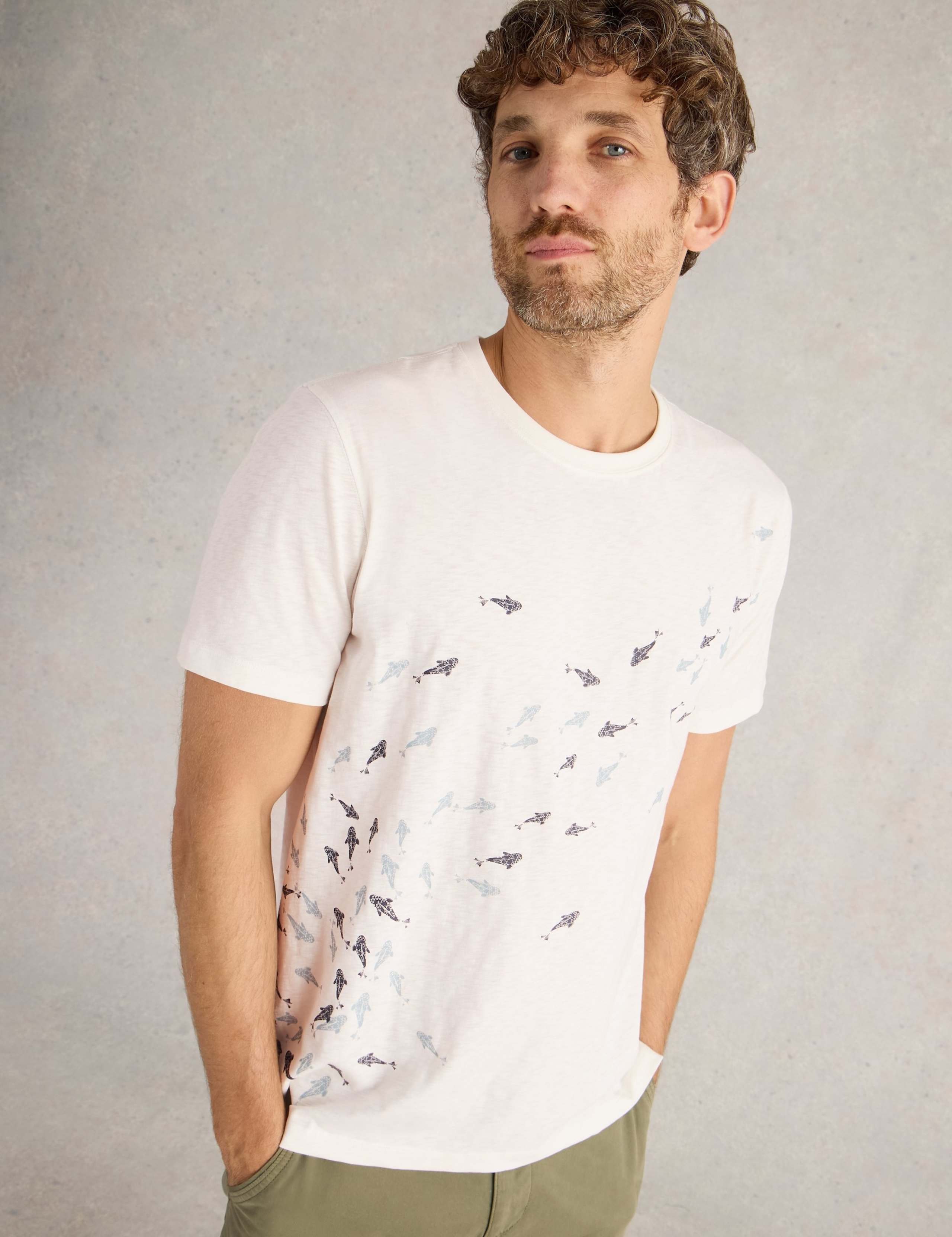 Pure Cotton Swimming Fish Graphic T-Shirt 5 of 6