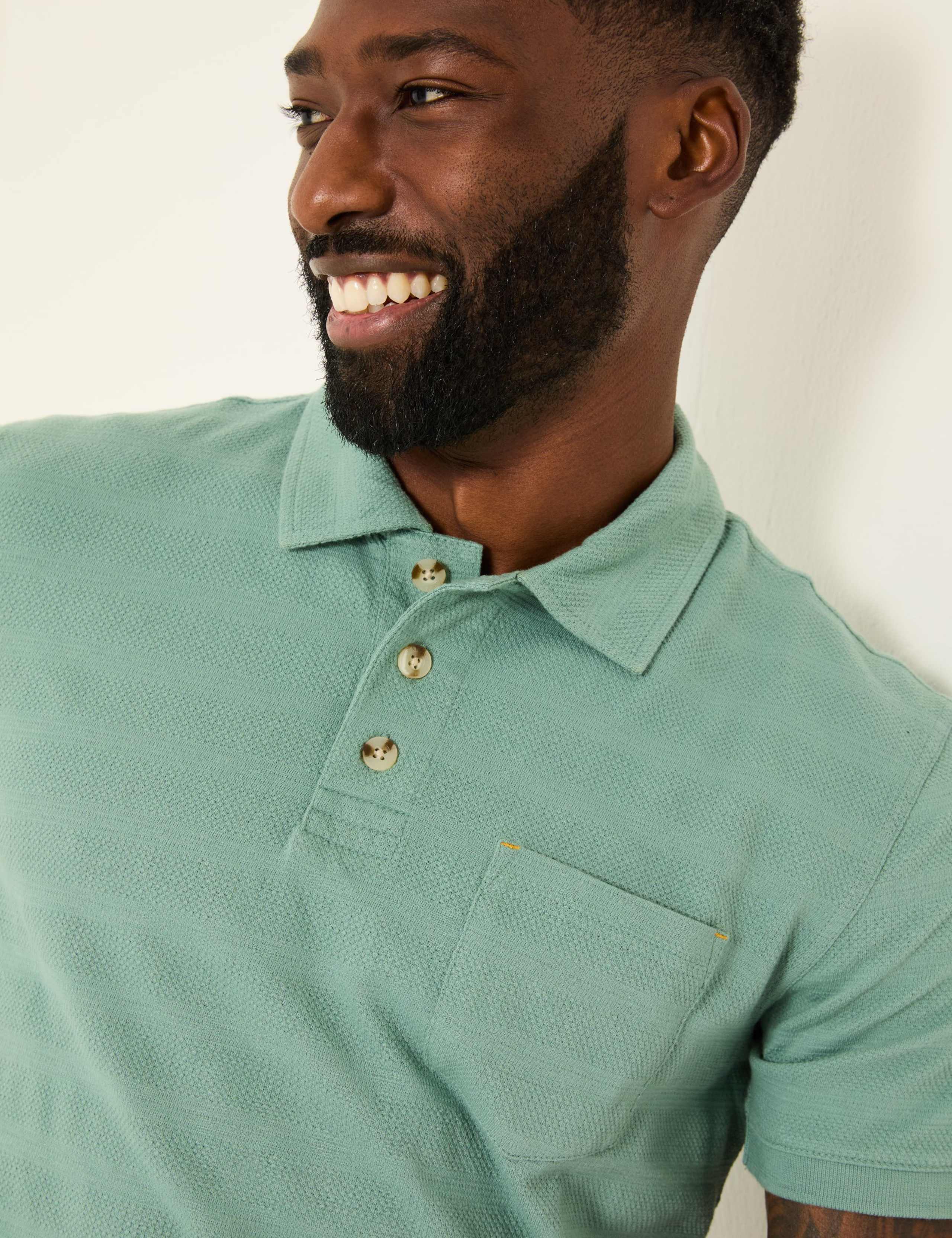 Pure Cotton Jacquard Striped Polo Shirt 3 of 4