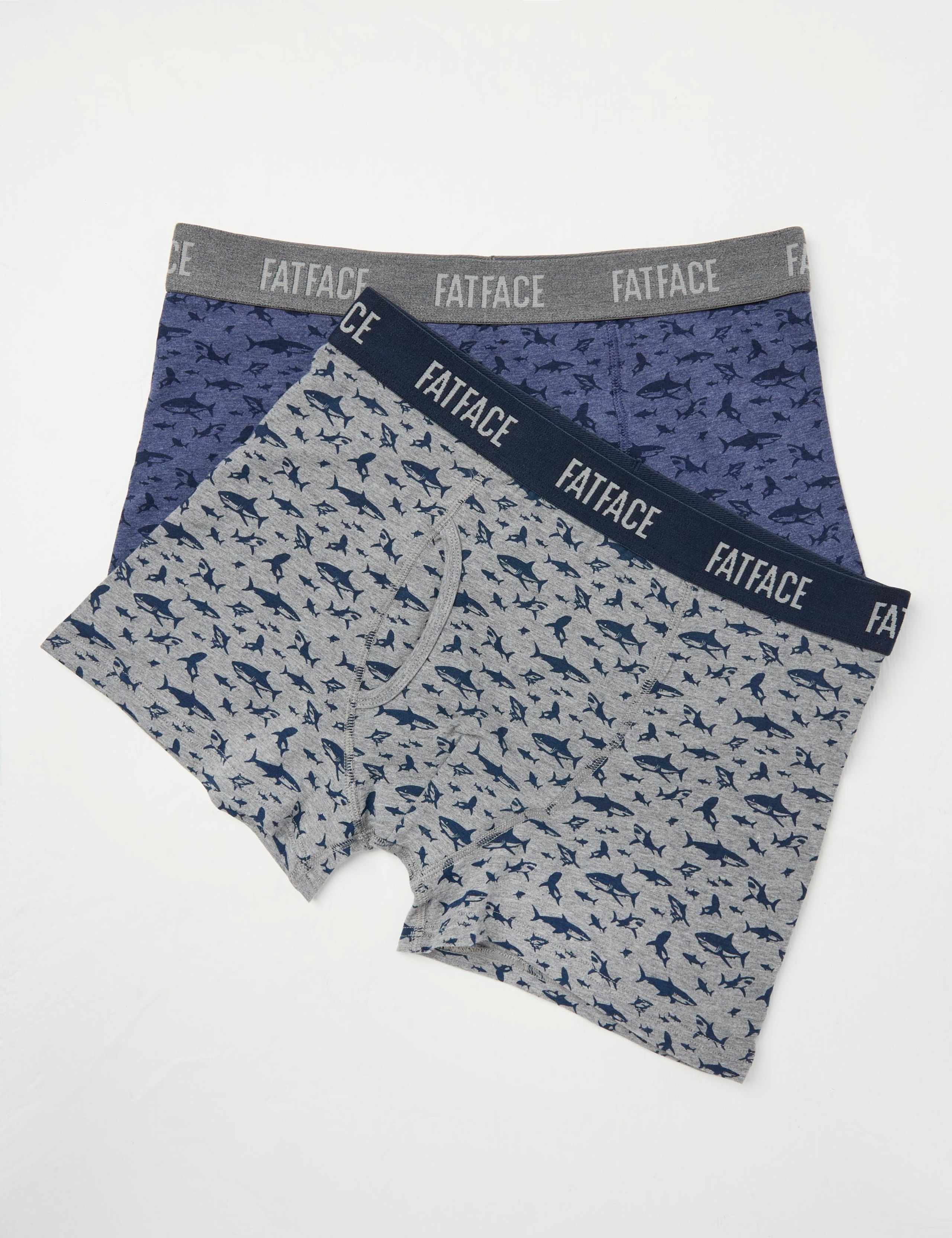 2 Pack Cotton Rich Shark Boxers 1 of 2