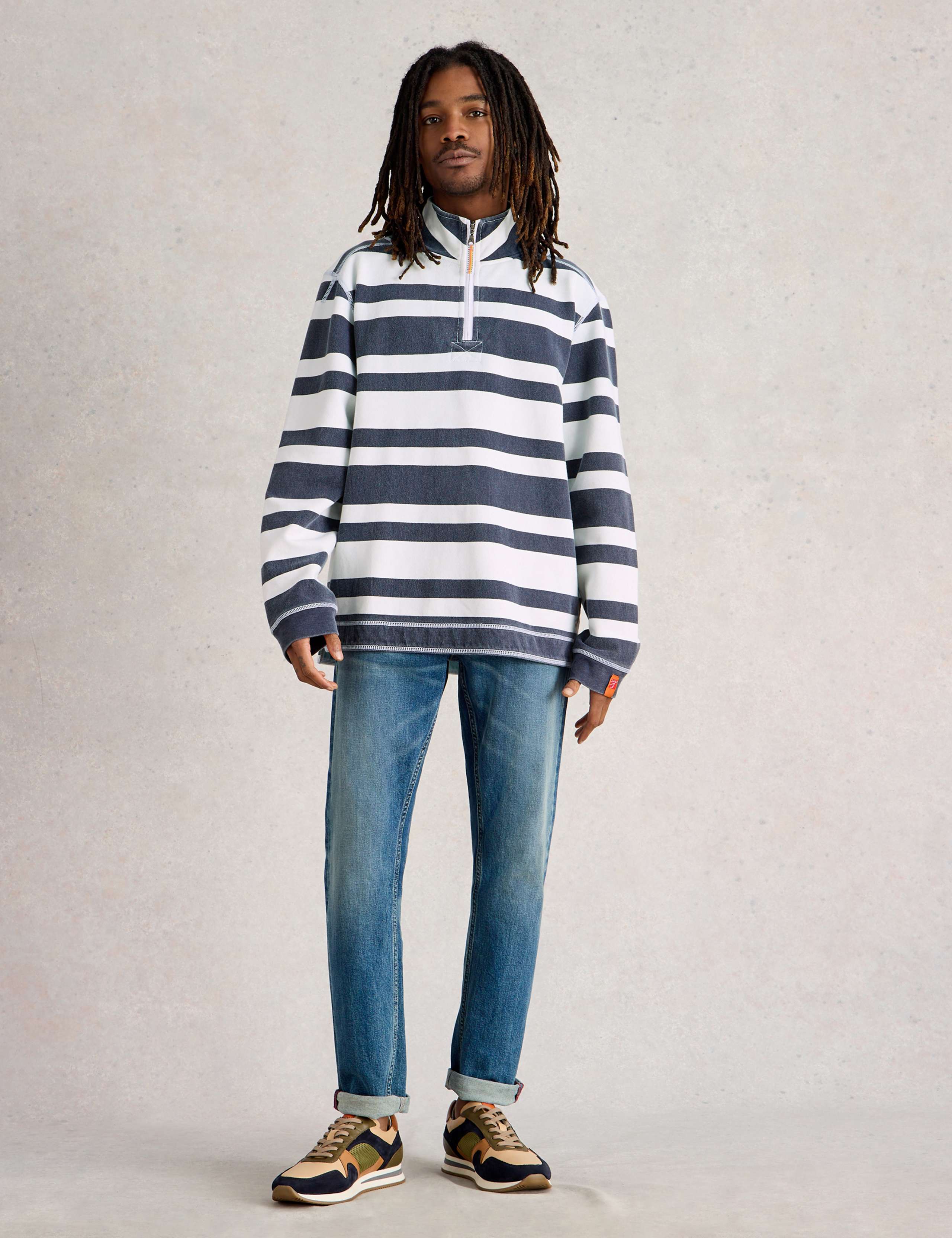Pure Cotton Striped Half Zip Sweatshirt 3 of 7