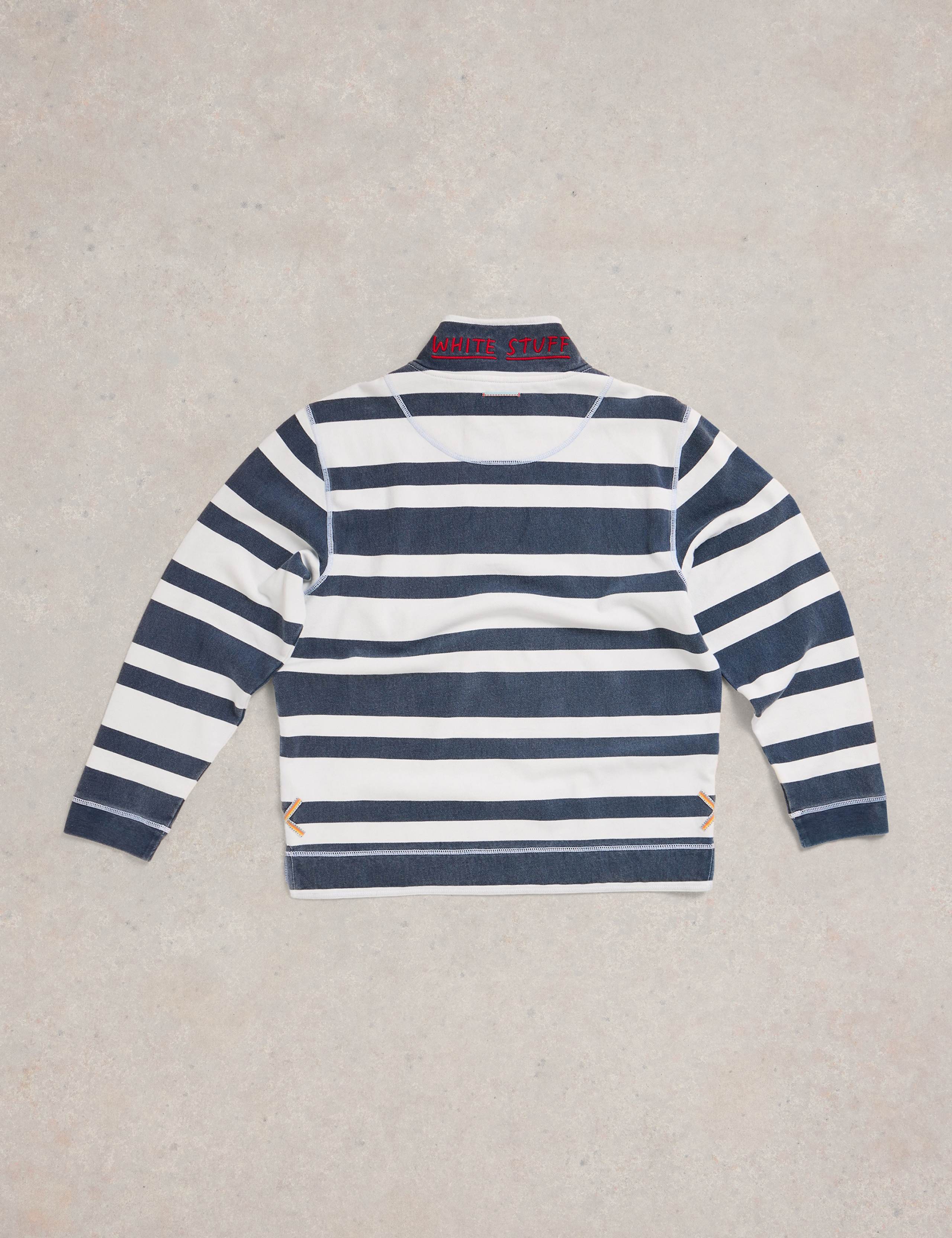 Pure Cotton Striped Half Zip Sweatshirt 5 of 7