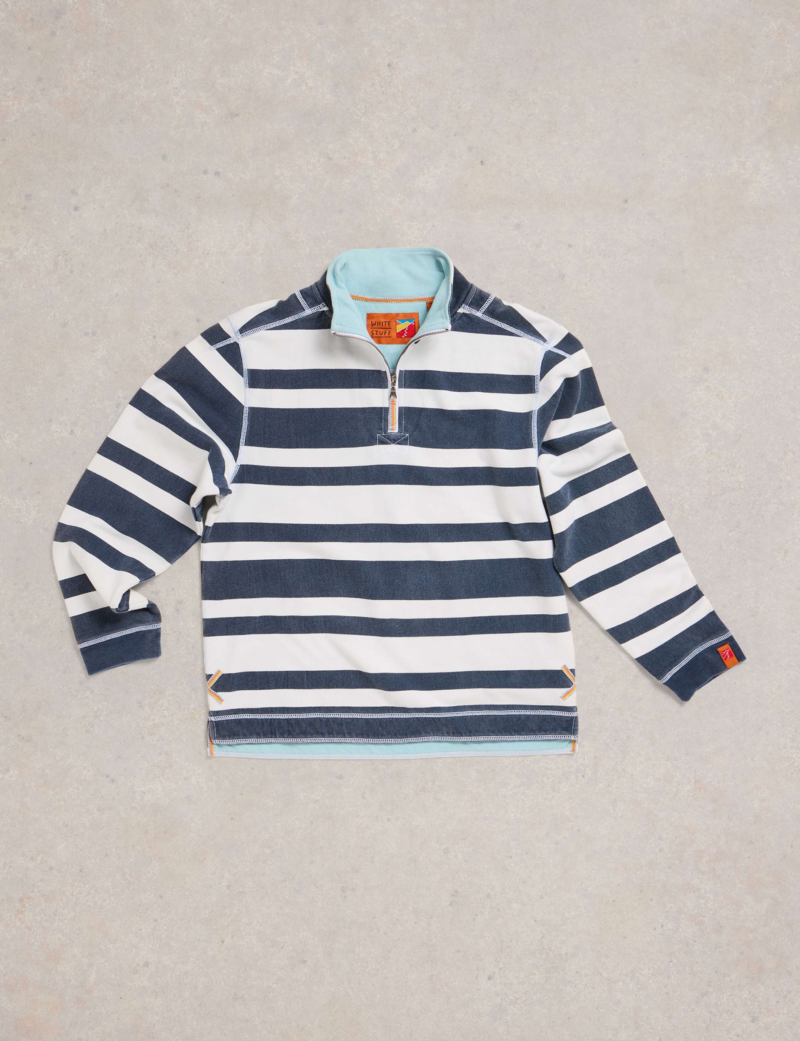 Pure Cotton Striped Half Zip Sweatshirt 2 of 7