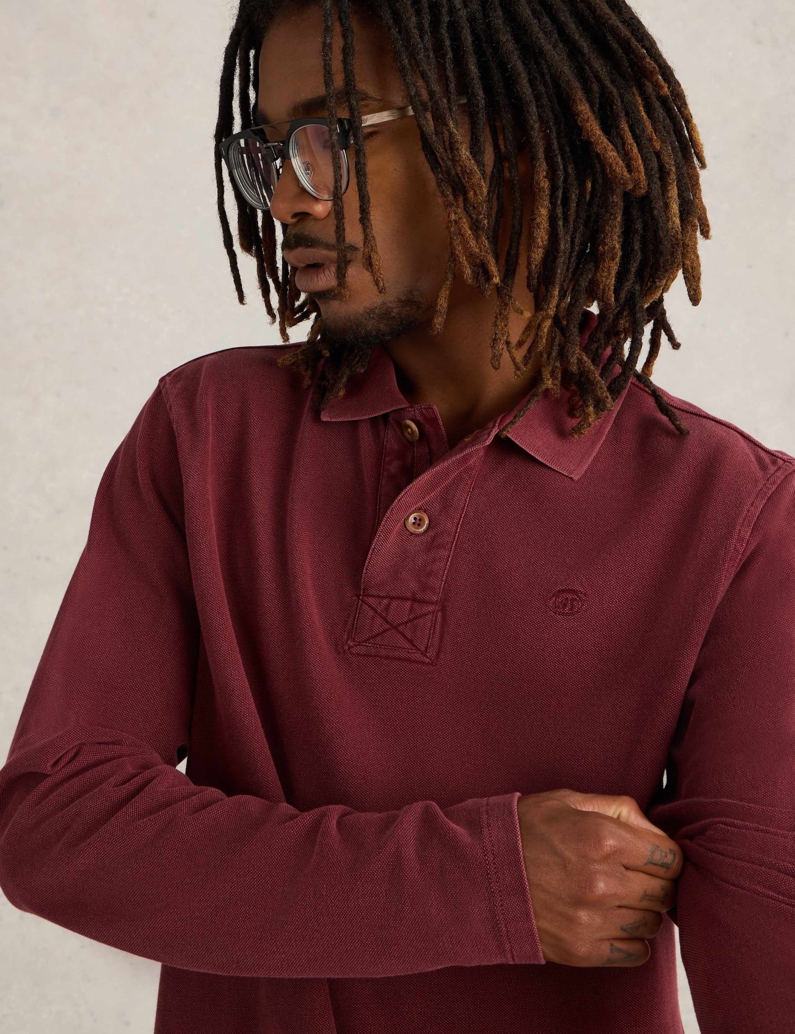 Pure Cotton Long Sleeve Polo Shirt 4 of 5