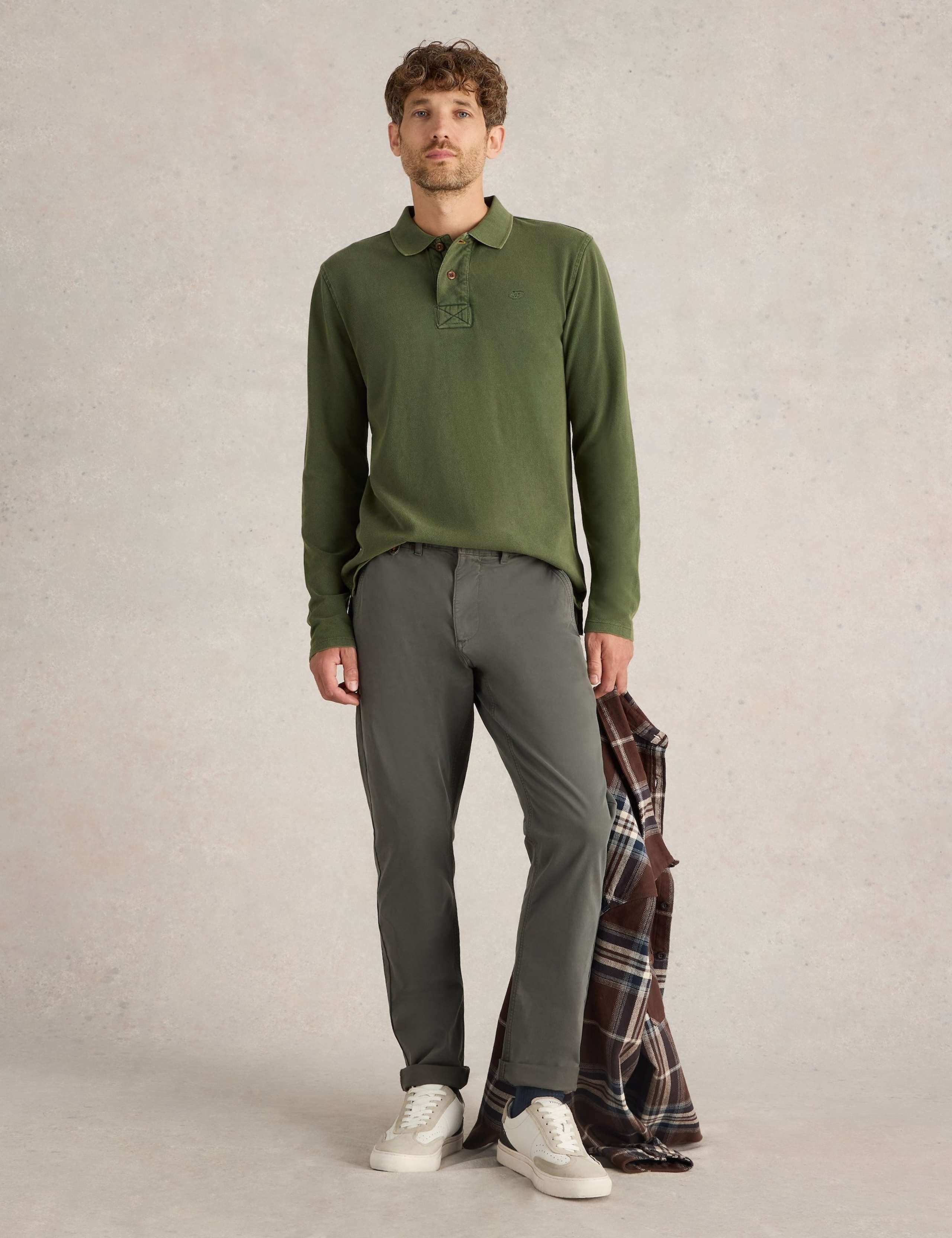 Pure Cotton Long Sleeve Polo Shirt 1 of 5