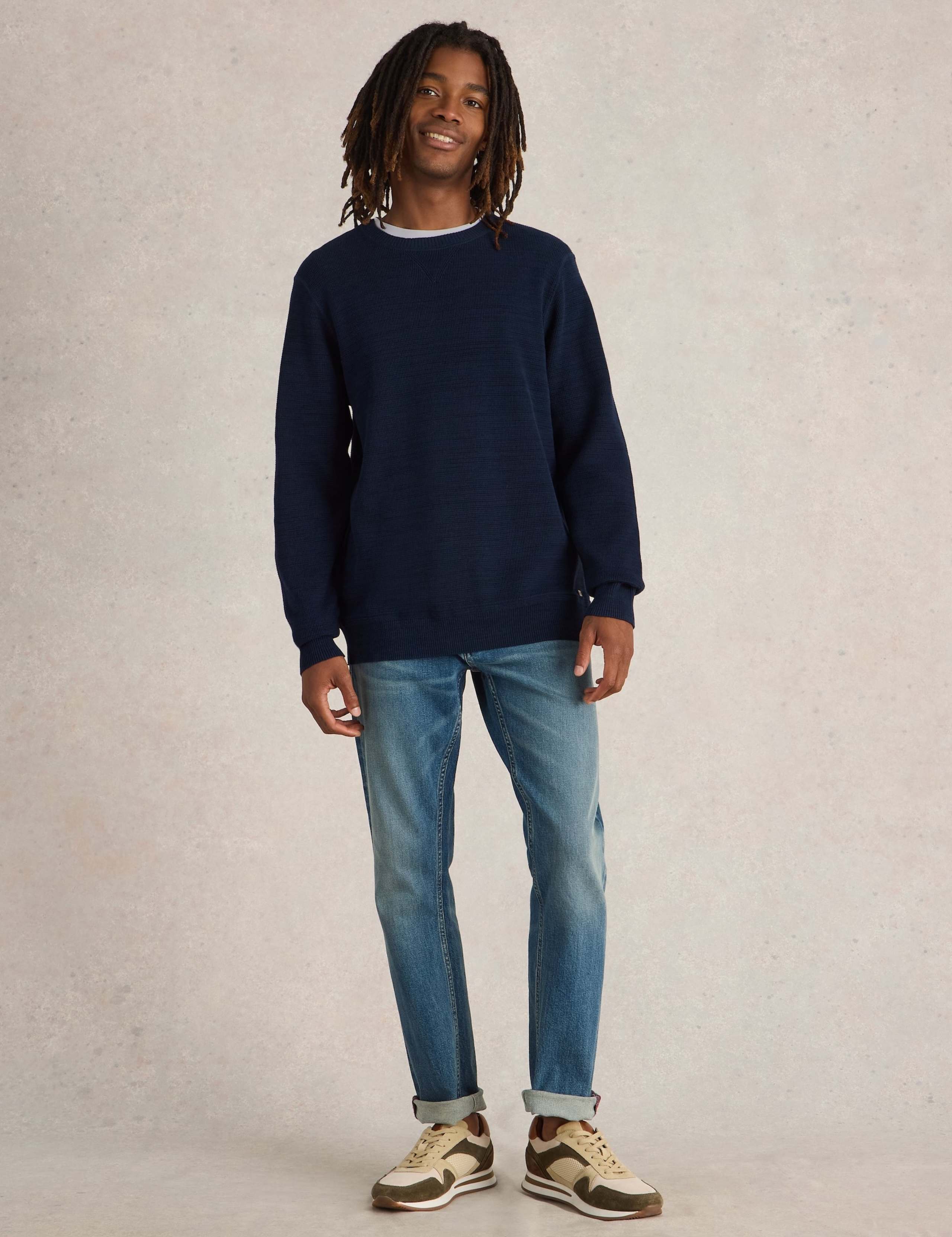 Pure Cotton Textured Crew Neck Jumper 3 of 6