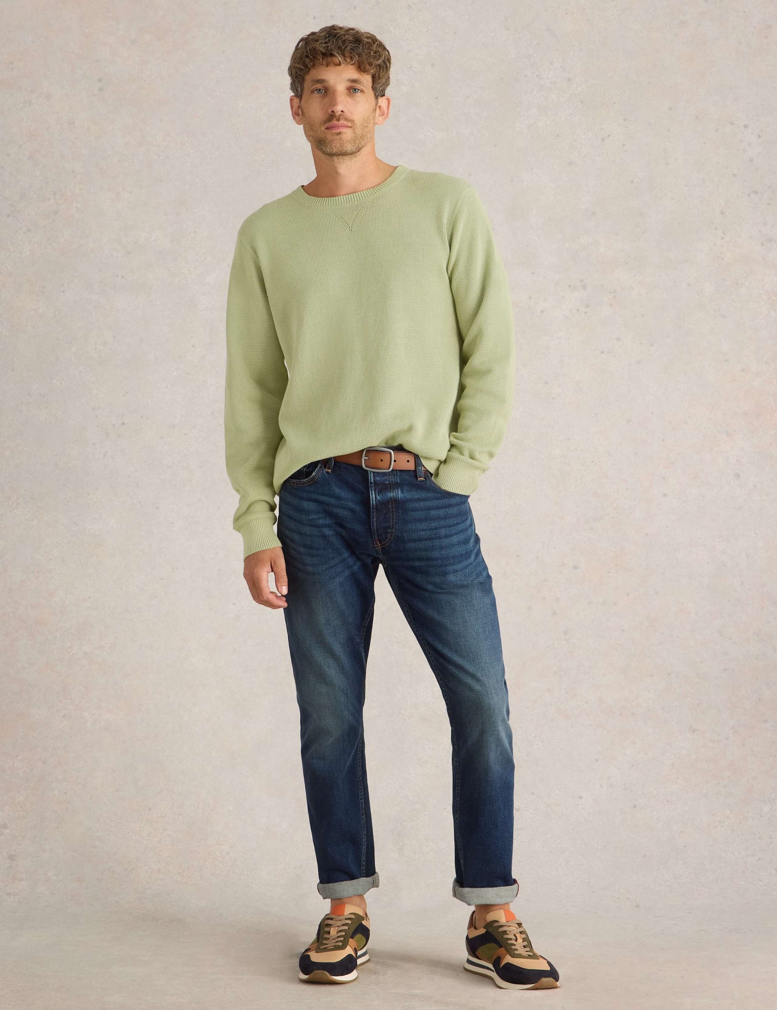 Pure Cotton Textured Crew Neck Jumper 3 of 6
