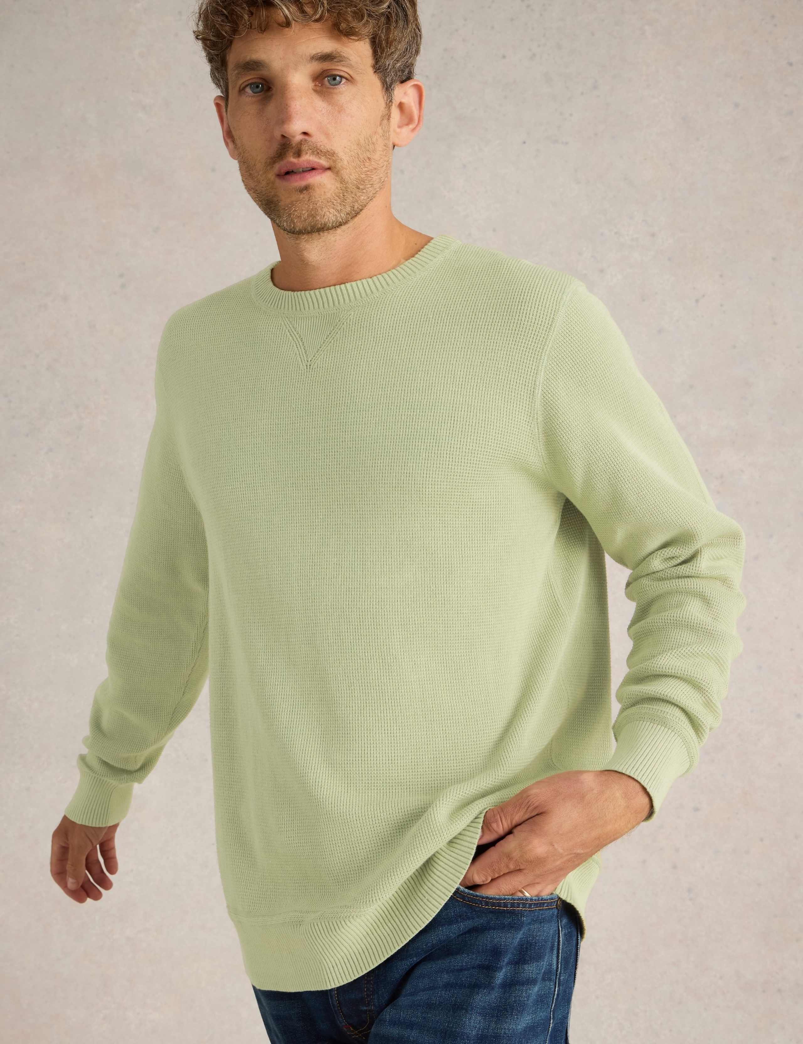 Pure Cotton Textured Crew Neck Jumper 5 of 6