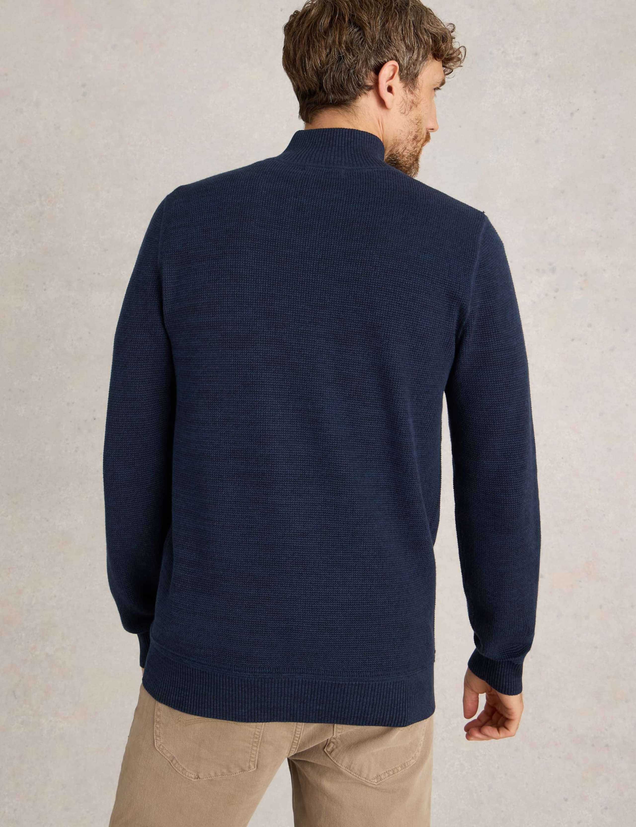 Pure Cotton Textured Half Zip Jumper 3 of 6