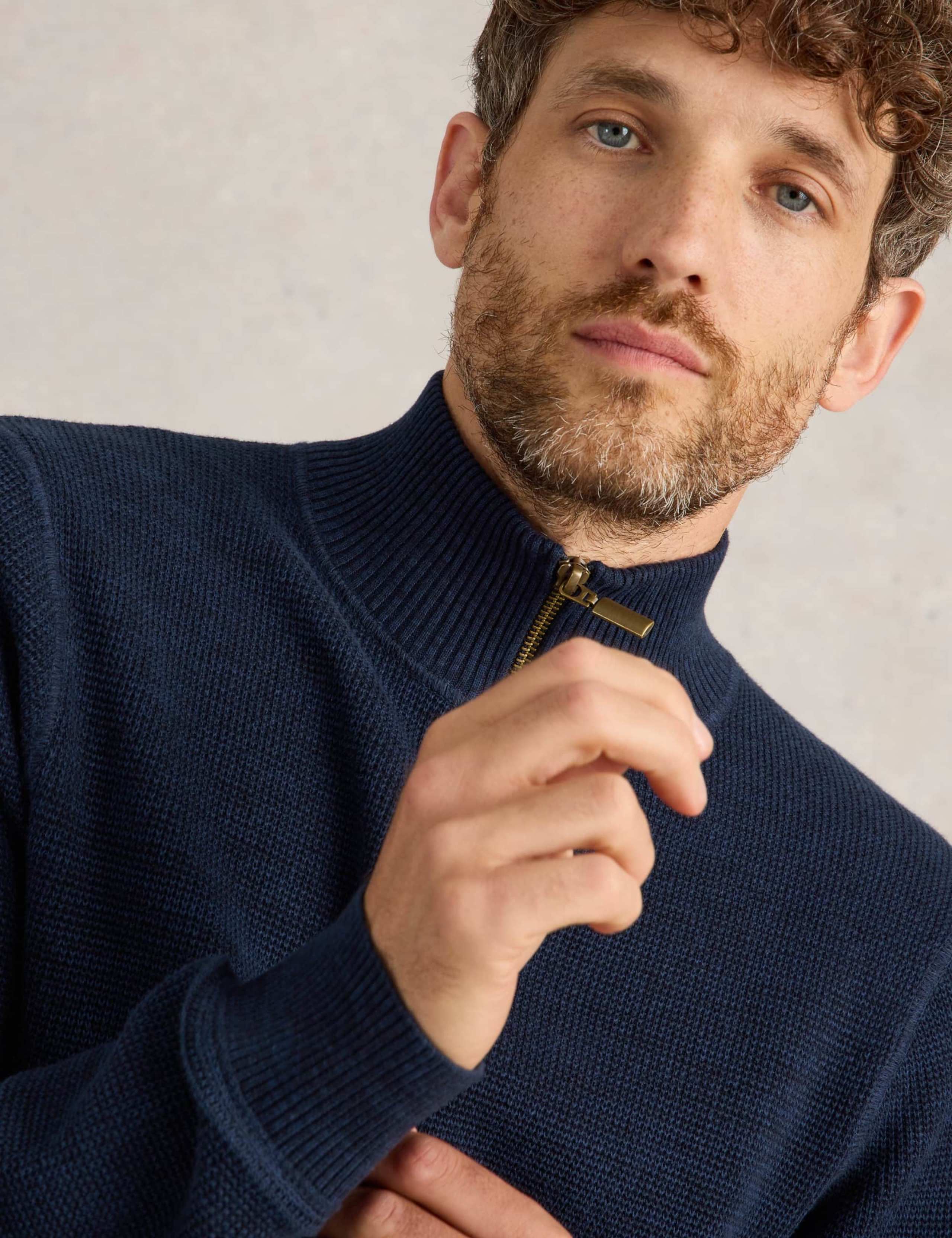 Pure Cotton Textured Half Zip Jumper 4 of 6