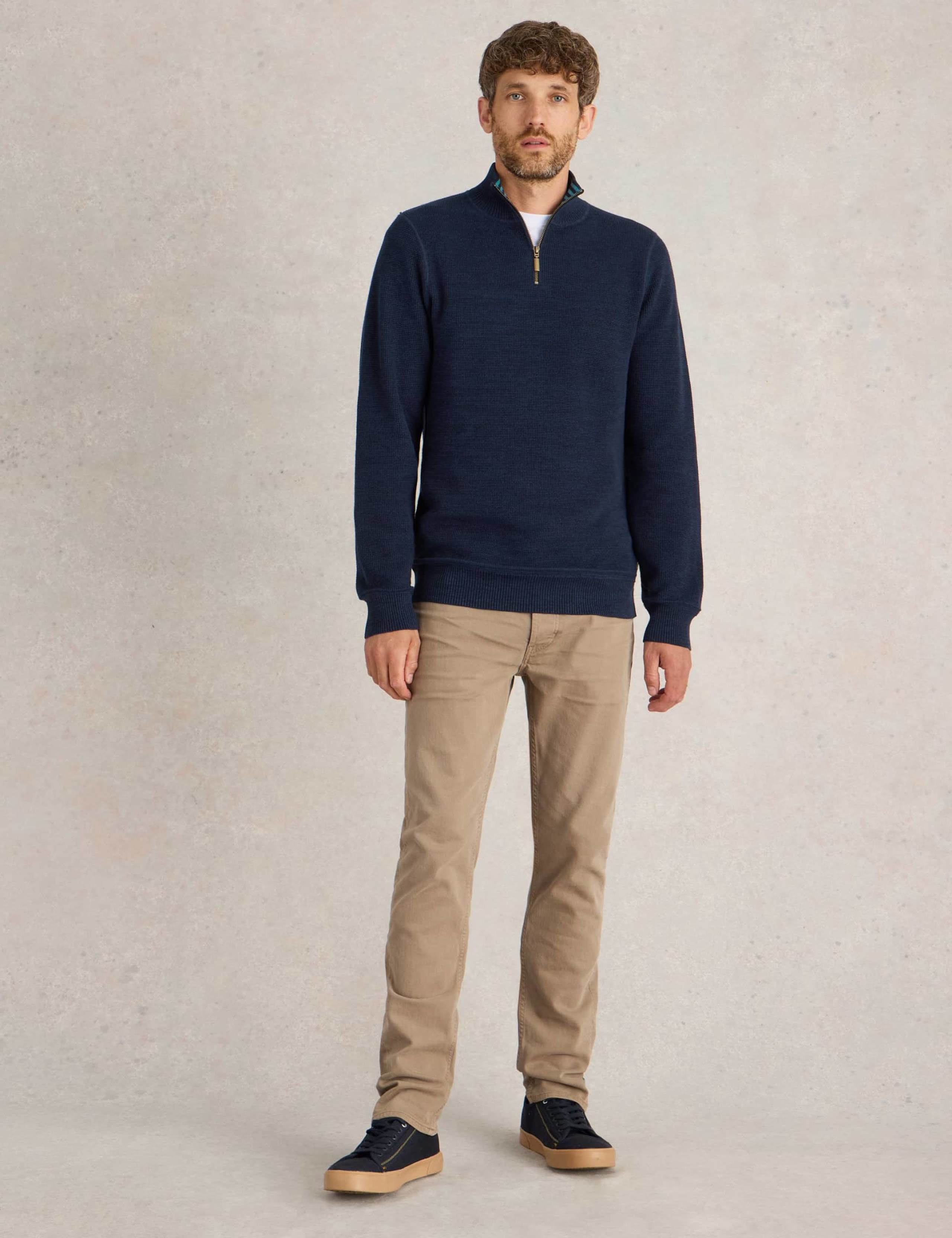 Pure Cotton Textured Half Zip Jumper 5 of 6