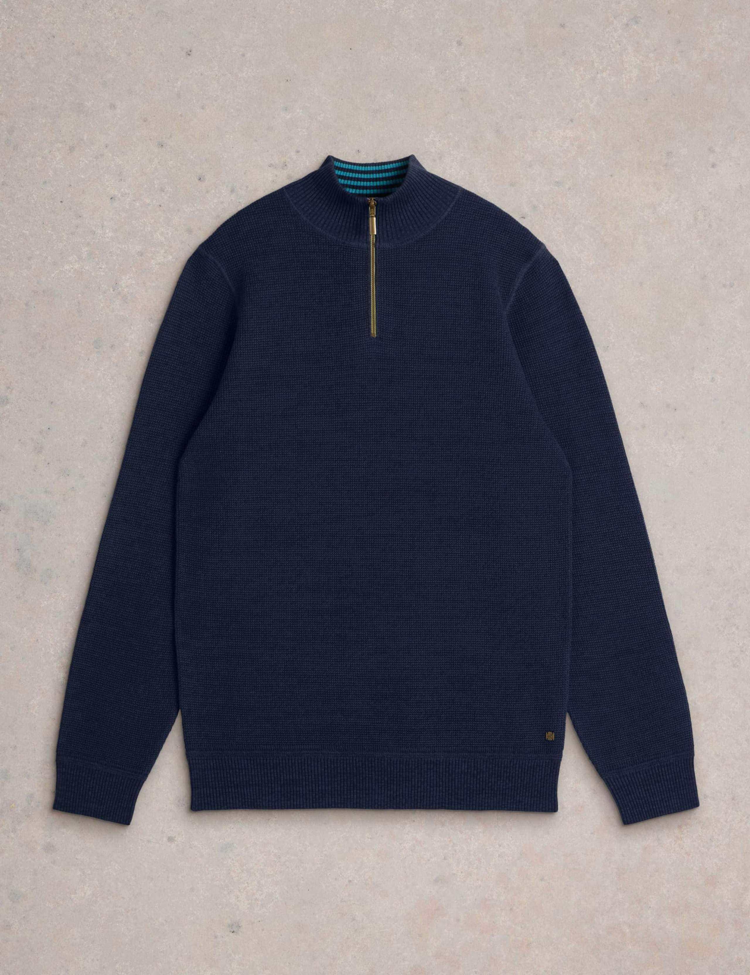 Pure Cotton Textured Half Zip Jumper 2 of 6