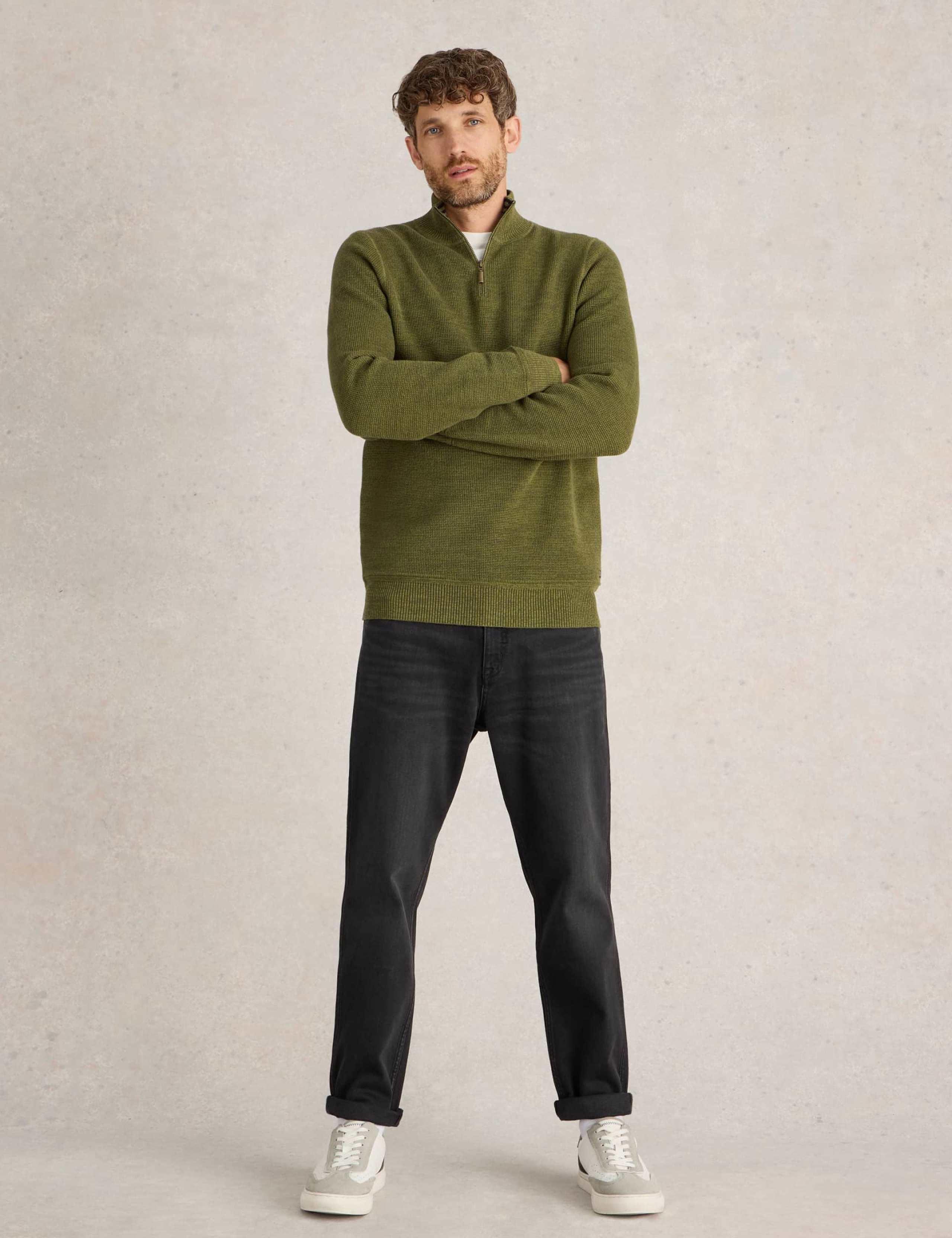 Pure Cotton Textured Half Zip Jumper 1 of 6