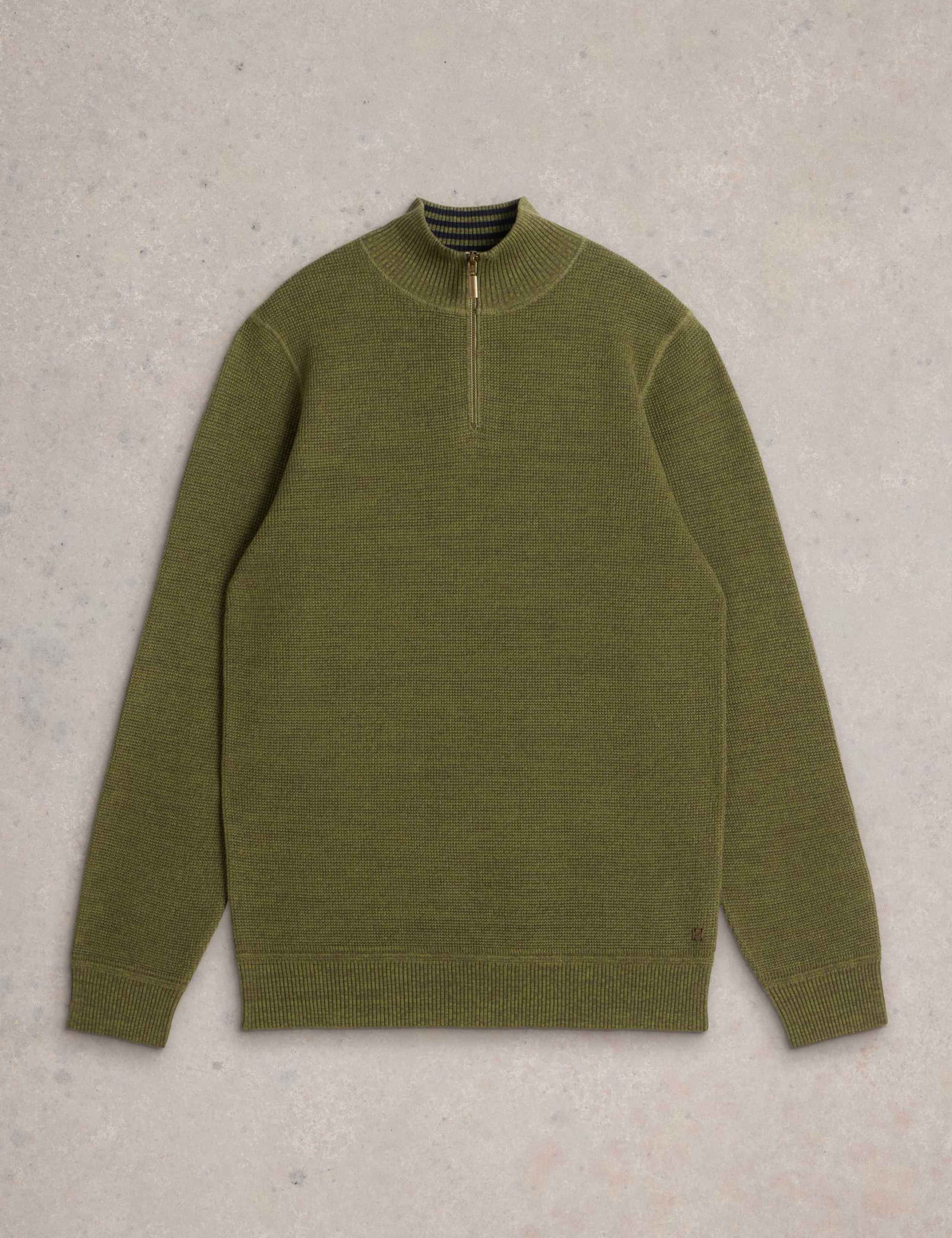 Pure Cotton Textured Half Zip Jumper 2 of 6