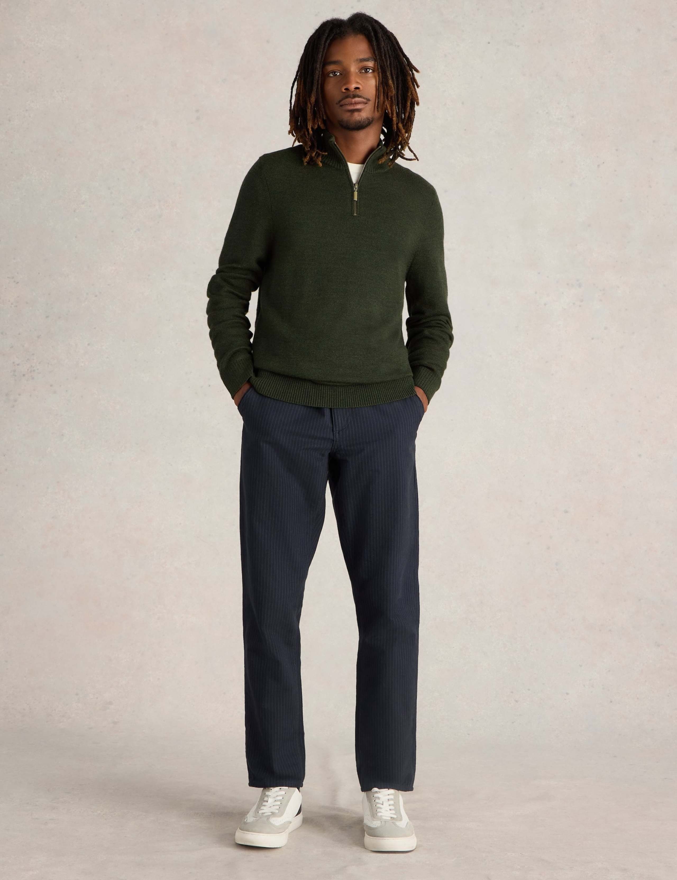 Pure Merino Wool Funnel Neck Half Zip Jumper 1 of 6
