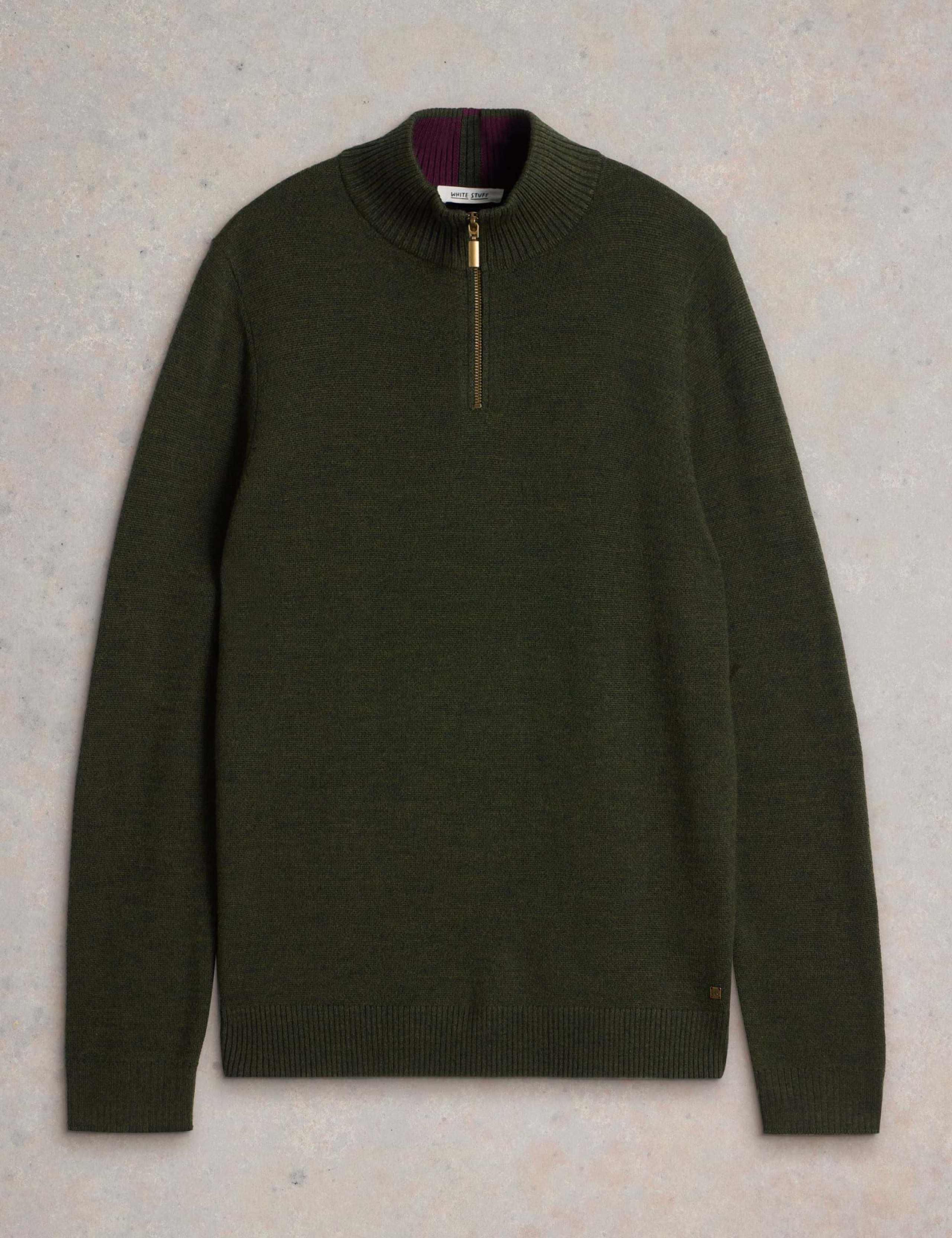 Pure Merino Wool Funnel Neck Half Zip Jumper 2 of 6