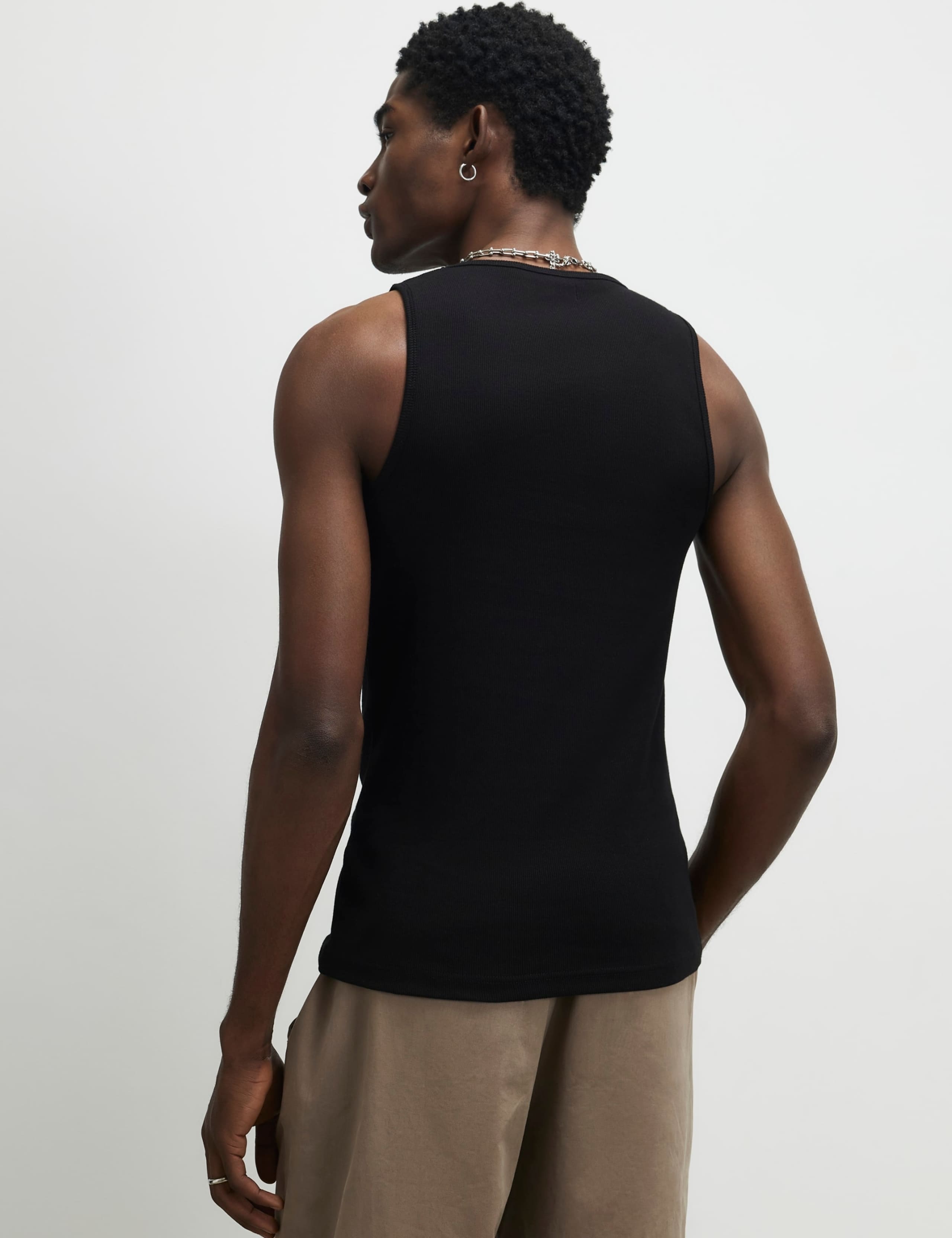 3 Pack Cotton Rich Ribbed Sleeveless Vests 5 of 6