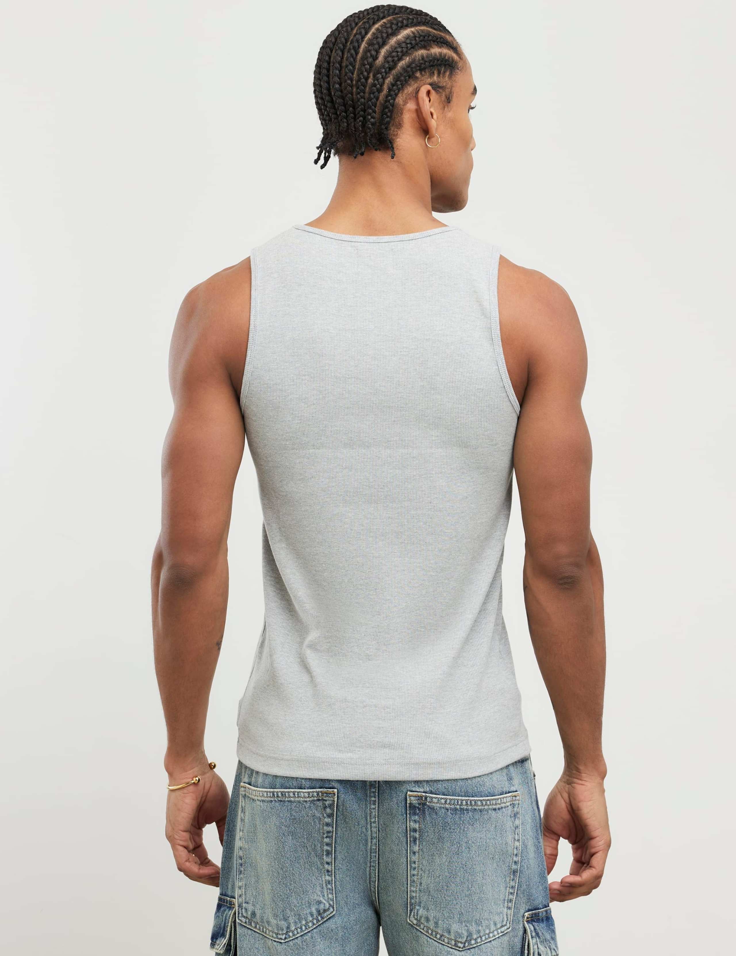 3 Pack Cotton Rich Ribbed Sleeveless Vests 5 of 6