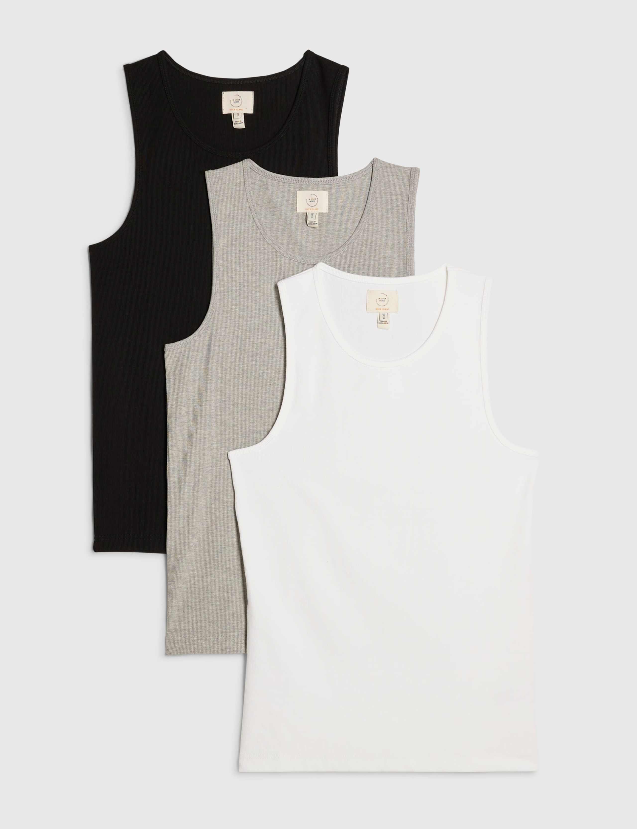 3 Pack Cotton Rich Ribbed Sleeveless Vests 2 of 6