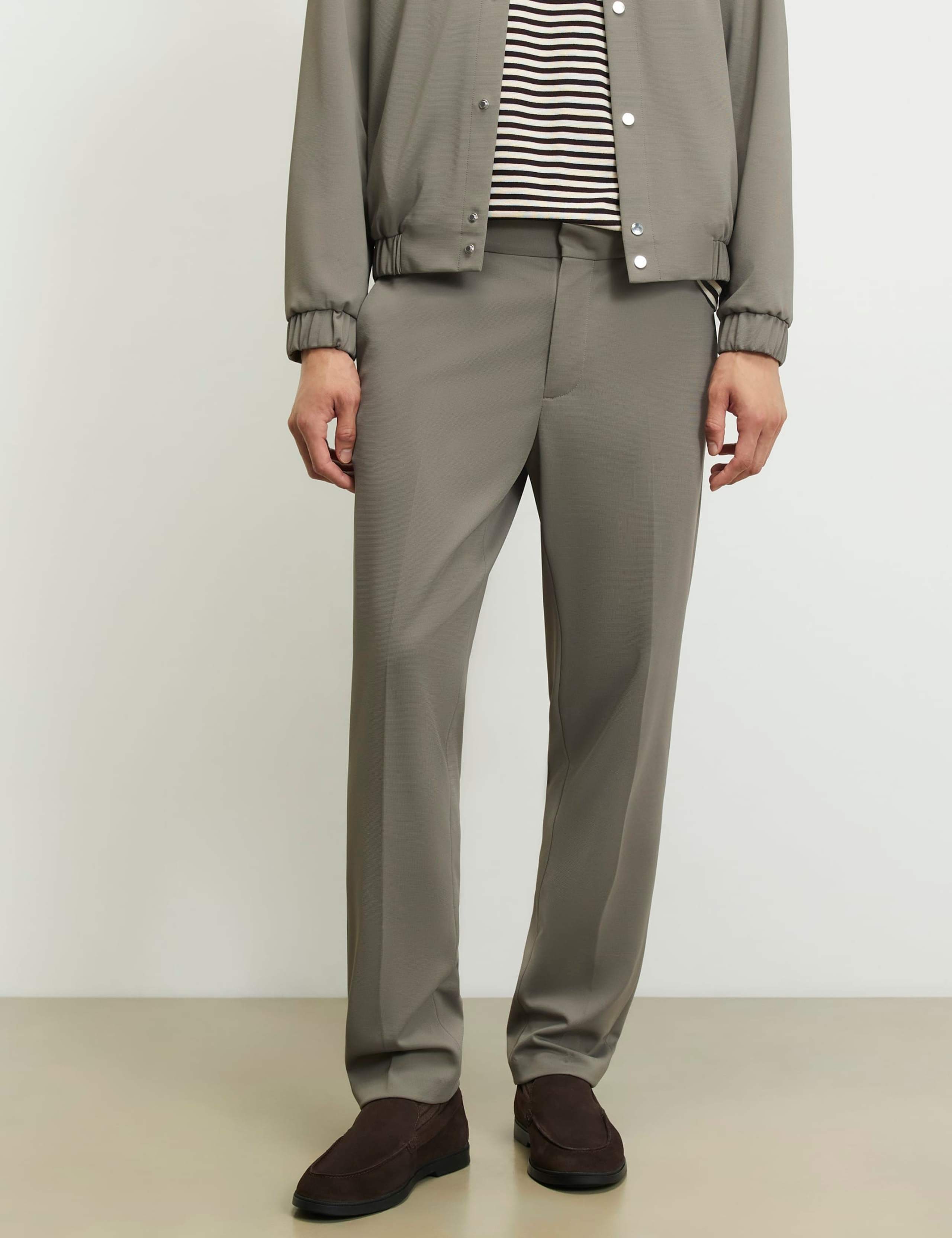 Slim Fit Textured Lightweight Stretch Trousers 1 of 2