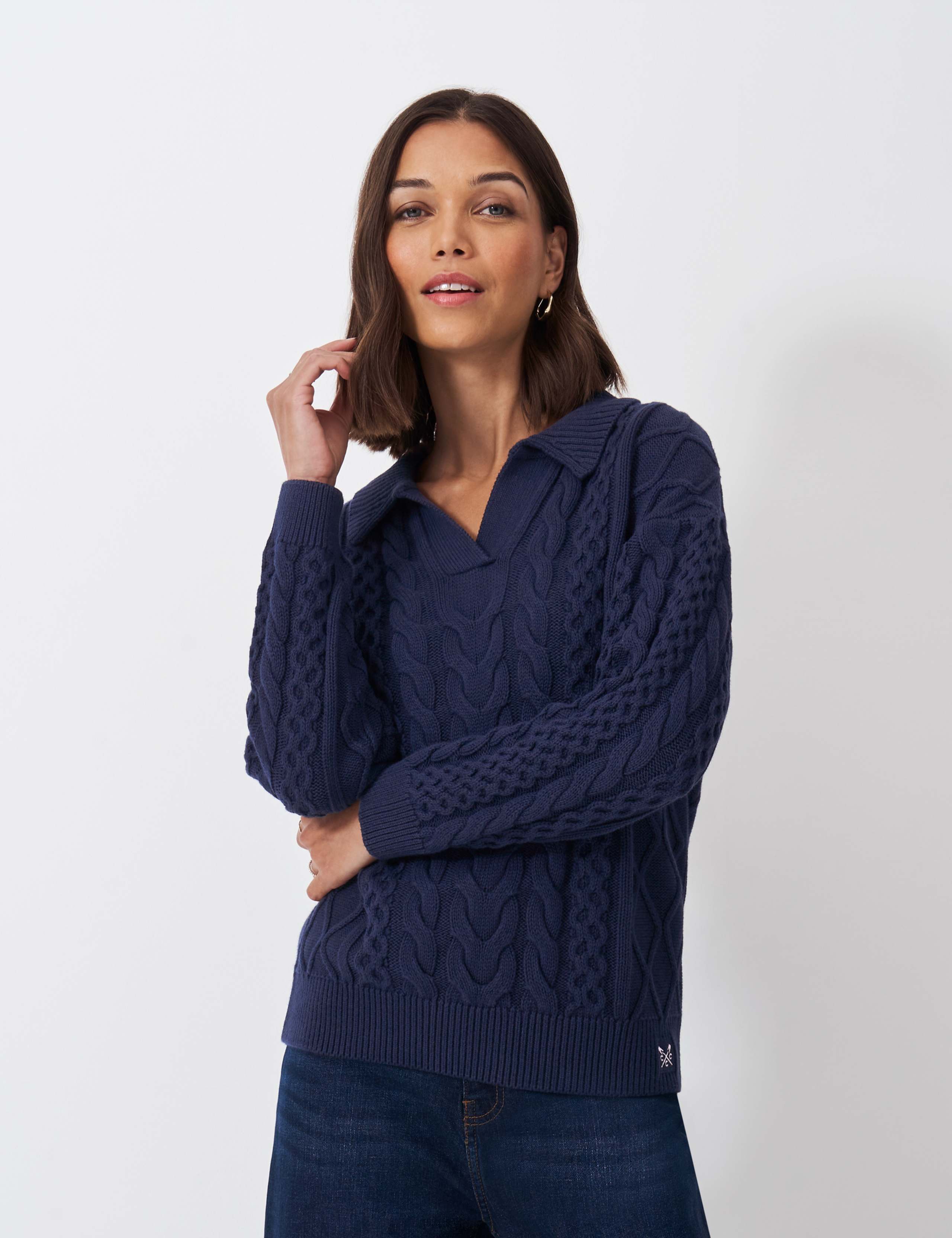 Cotton Rich Striped Collared Jumper Crew Clothing M&S