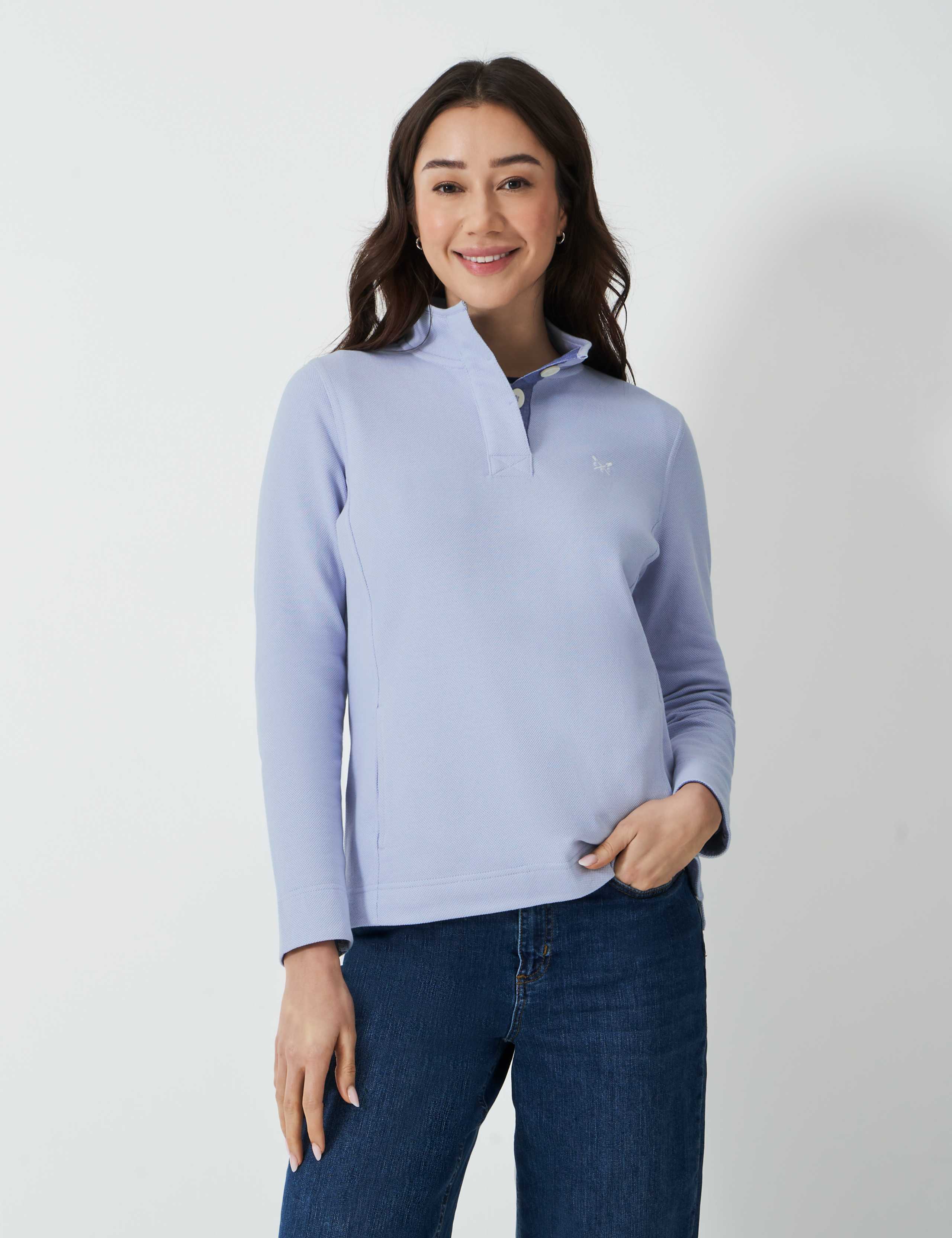 Pure Cotton Striped Funnel Neck Sweatshirt 1 of 5