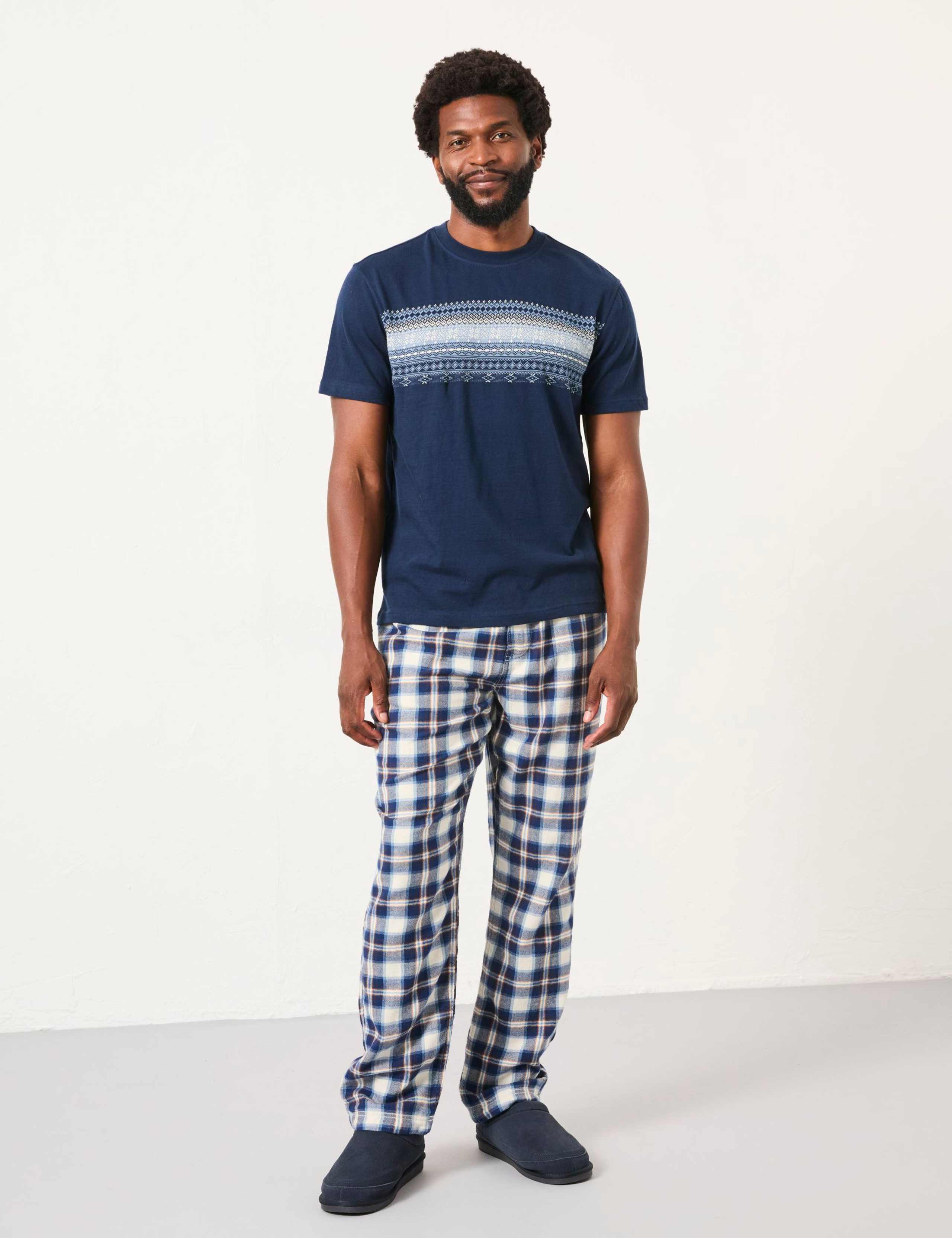 Pure Cotton Jacquard Fair Isle T-Shirt 1 of 5