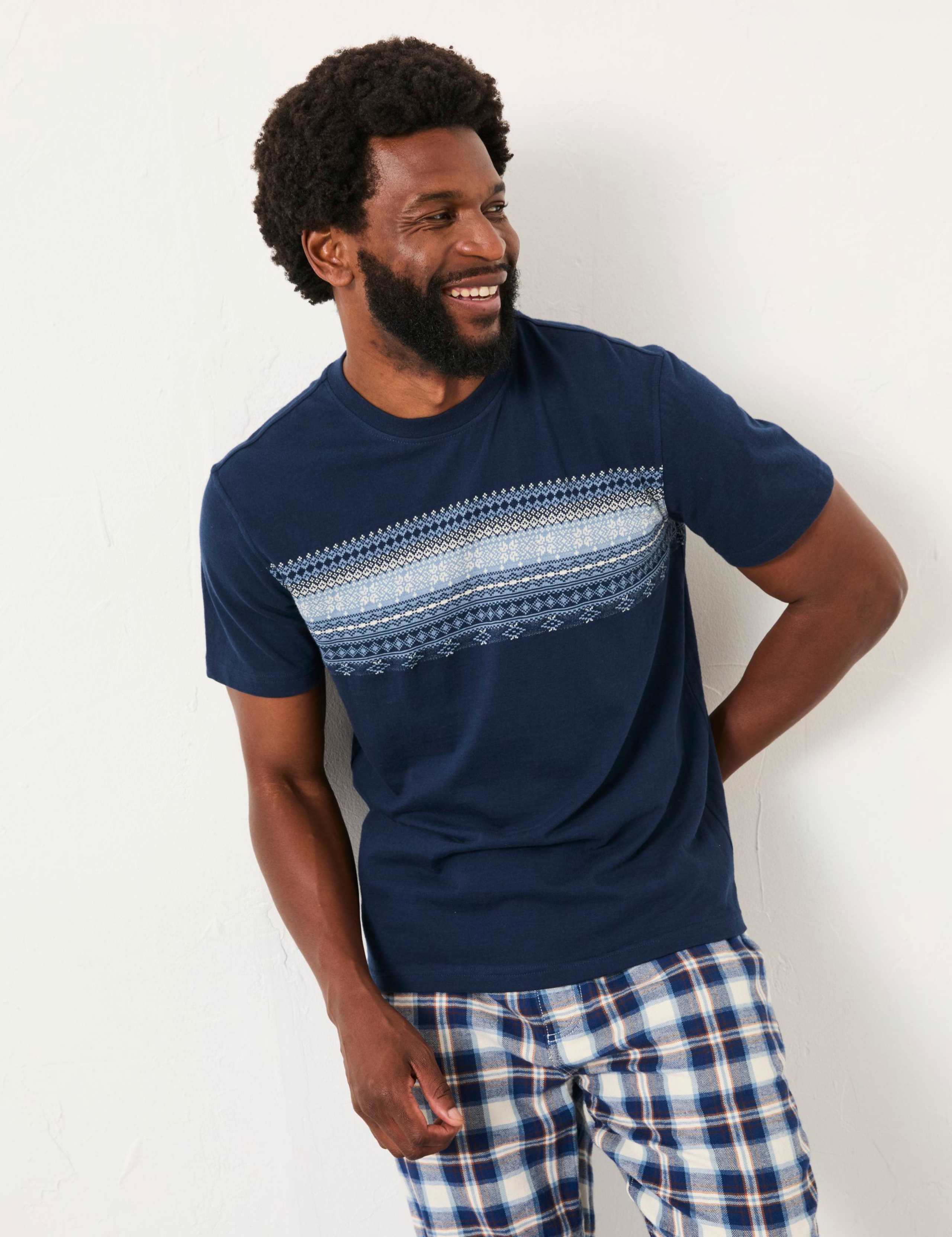 Pure Cotton Jacquard Fair Isle T-Shirt 3 of 5