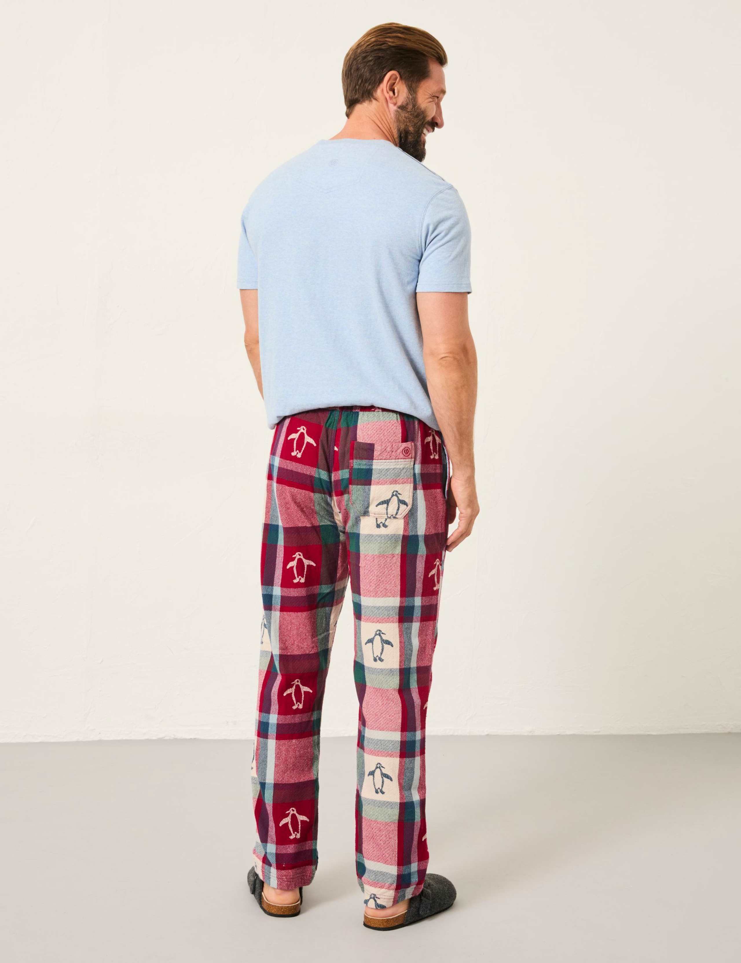 Pure Cotton Checked Penguin Jacquard Pyjama Bottoms 4 of 5