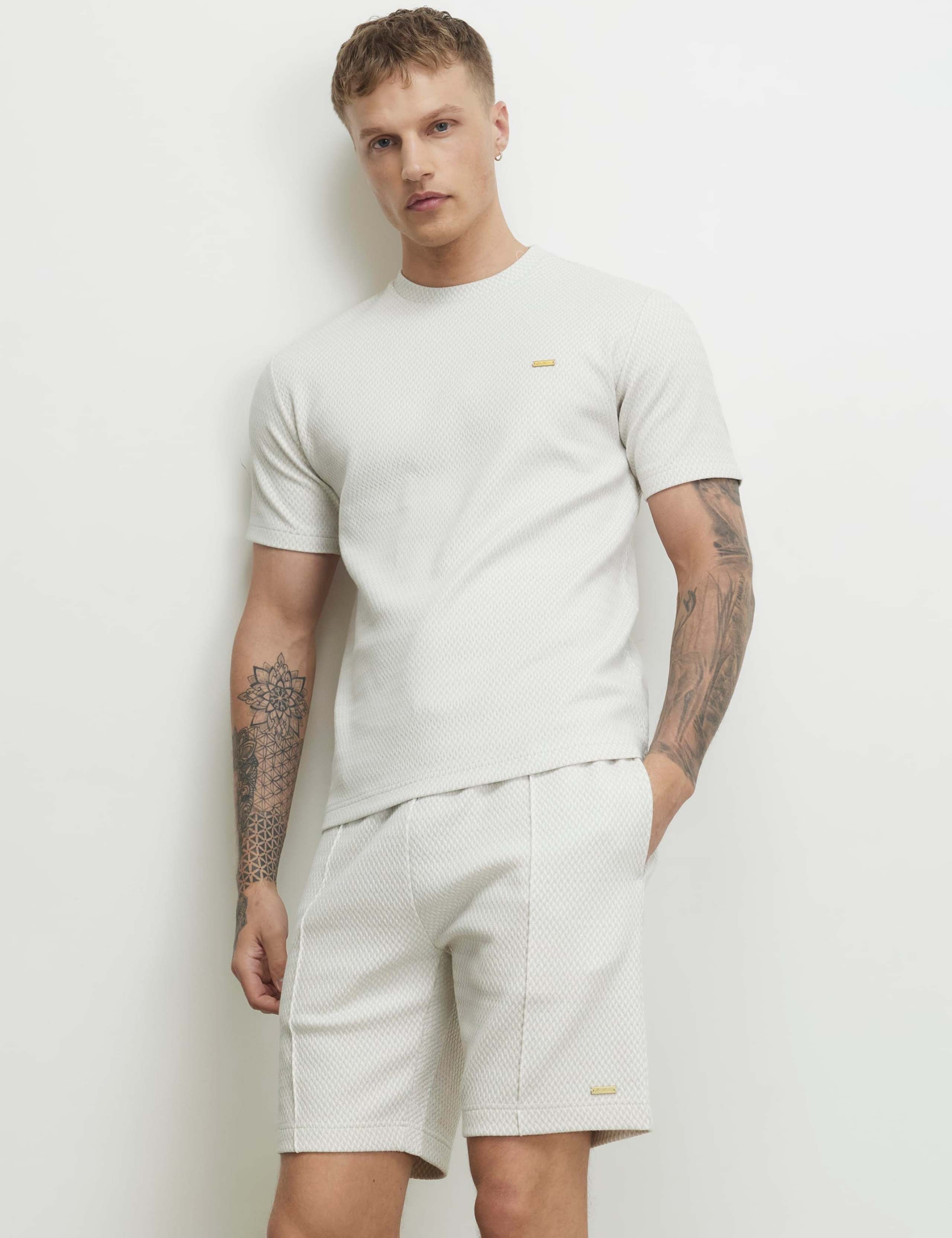 Slim Fit Cotton Rich Textured T-Shirt 1 of 6