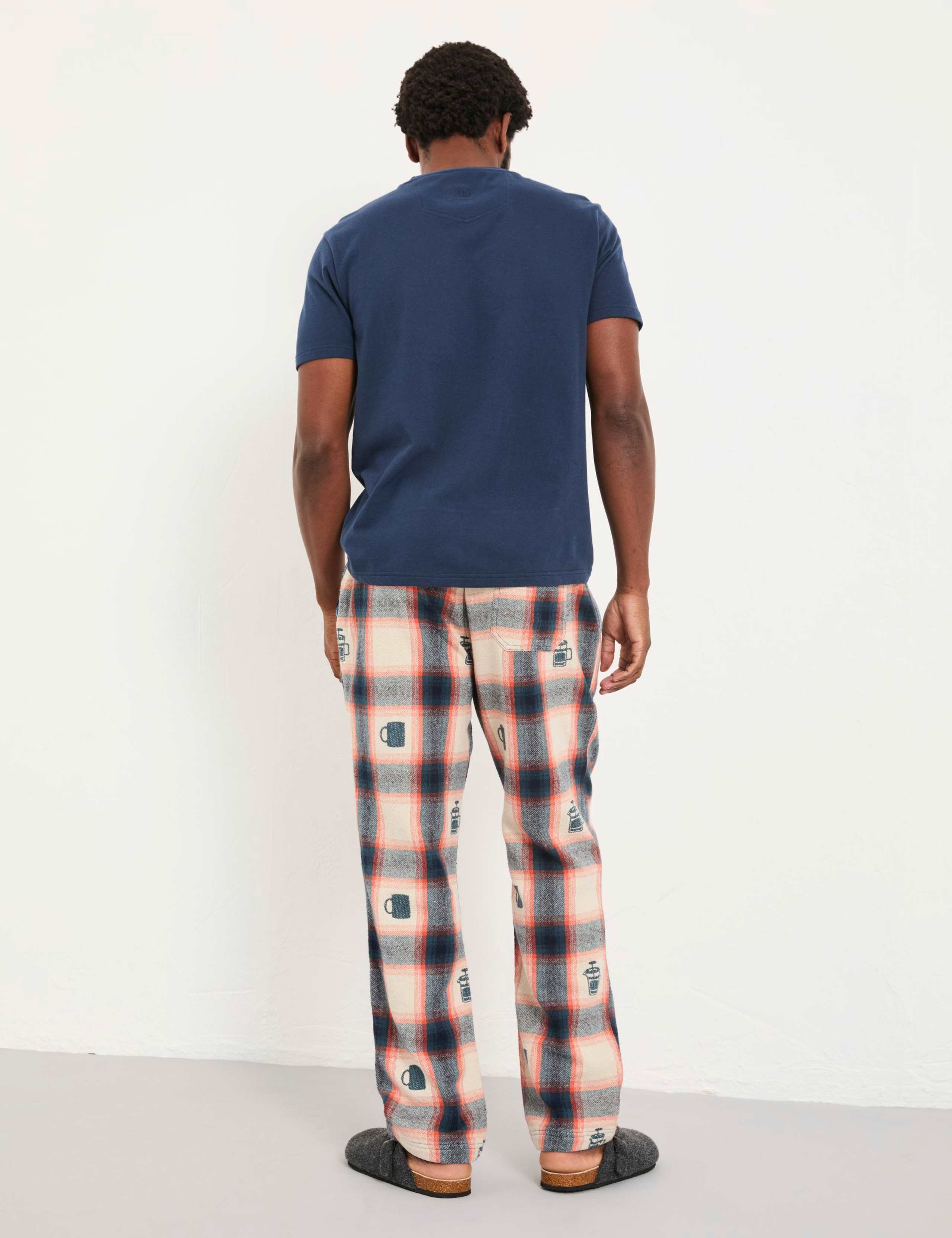 Pure Cotton Checked Coffee Pyjama Bottoms 4 of 5