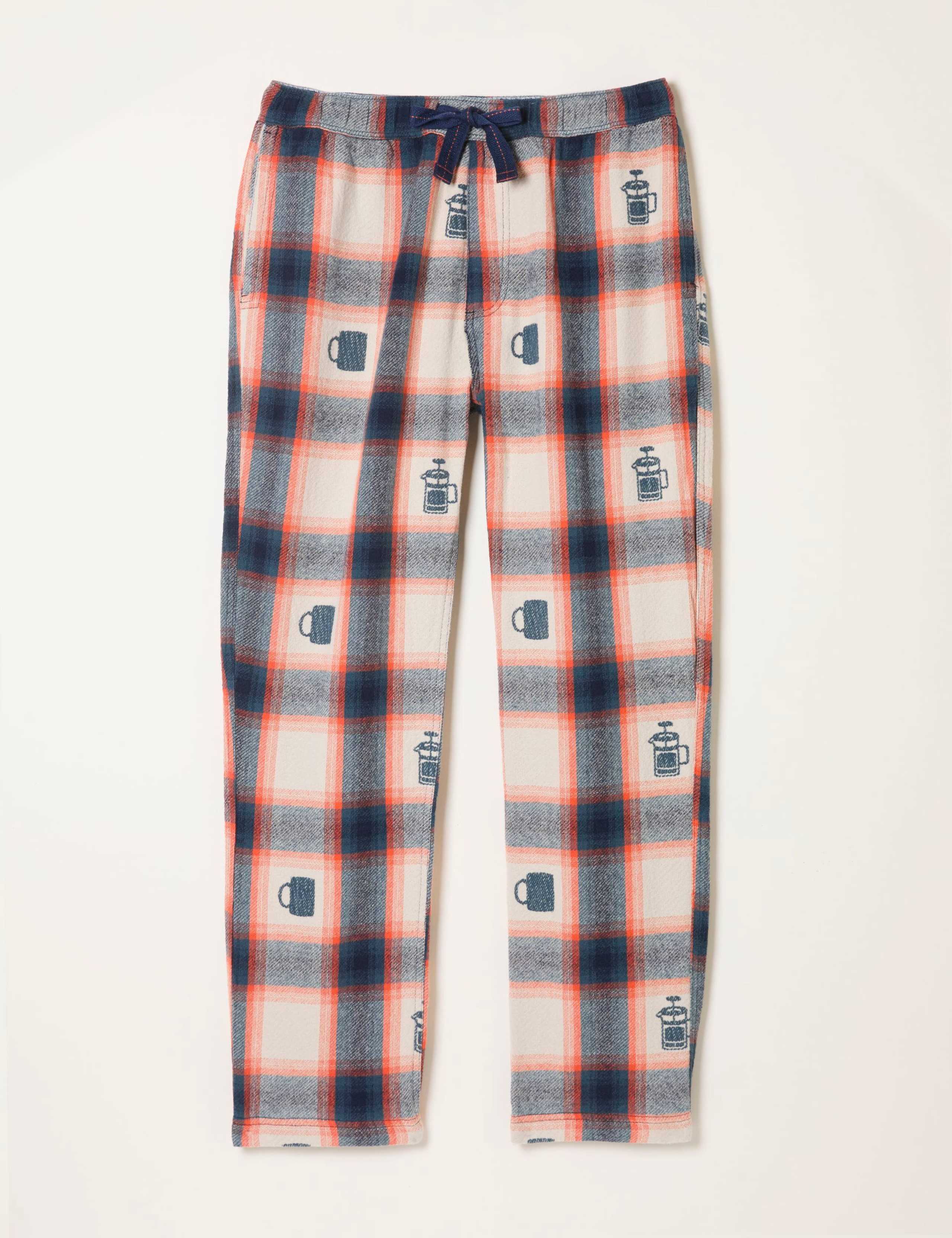Pure Cotton Checked Coffee Pyjama Bottoms 2 of 5