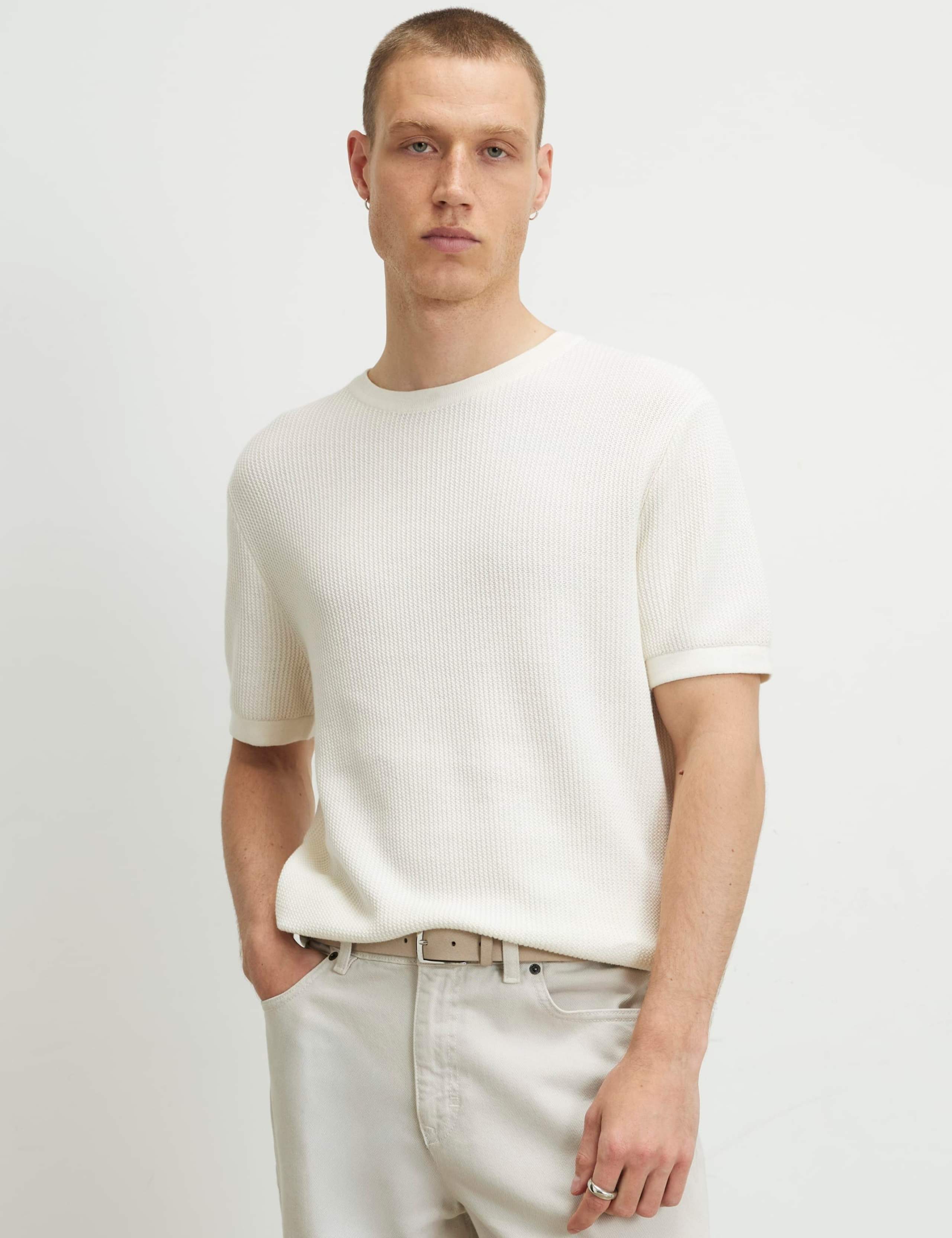 Pure Cotton Textured Knitted T-Shirt 4 of 6