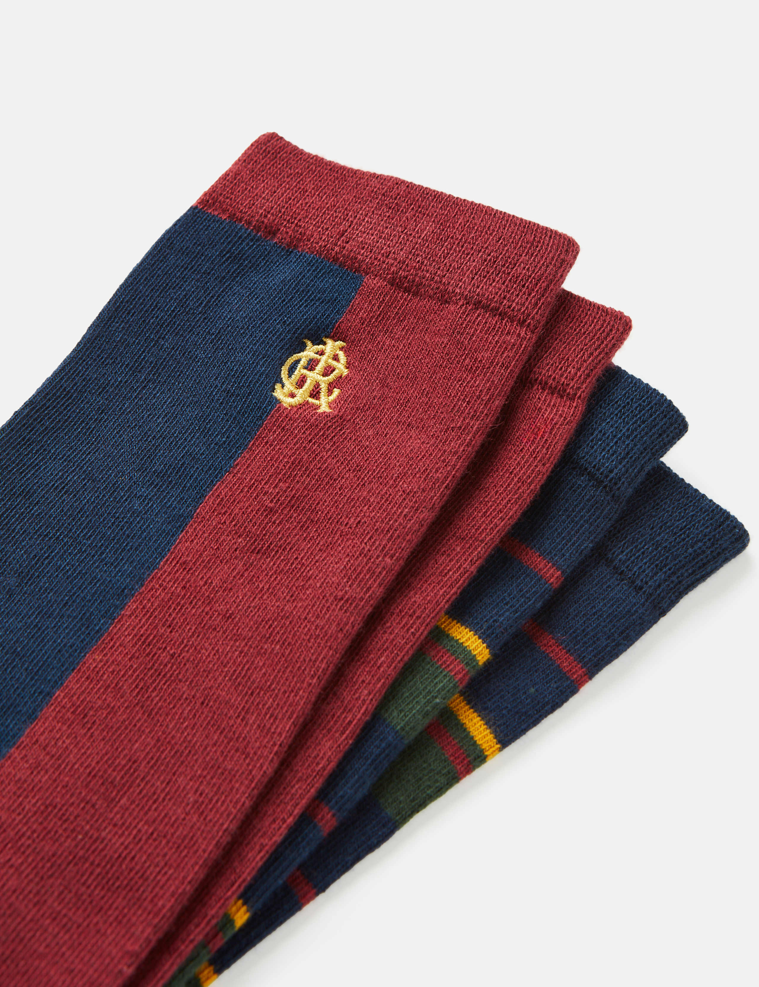 2 Pack Striped & Colour Block Socks 2 of 4