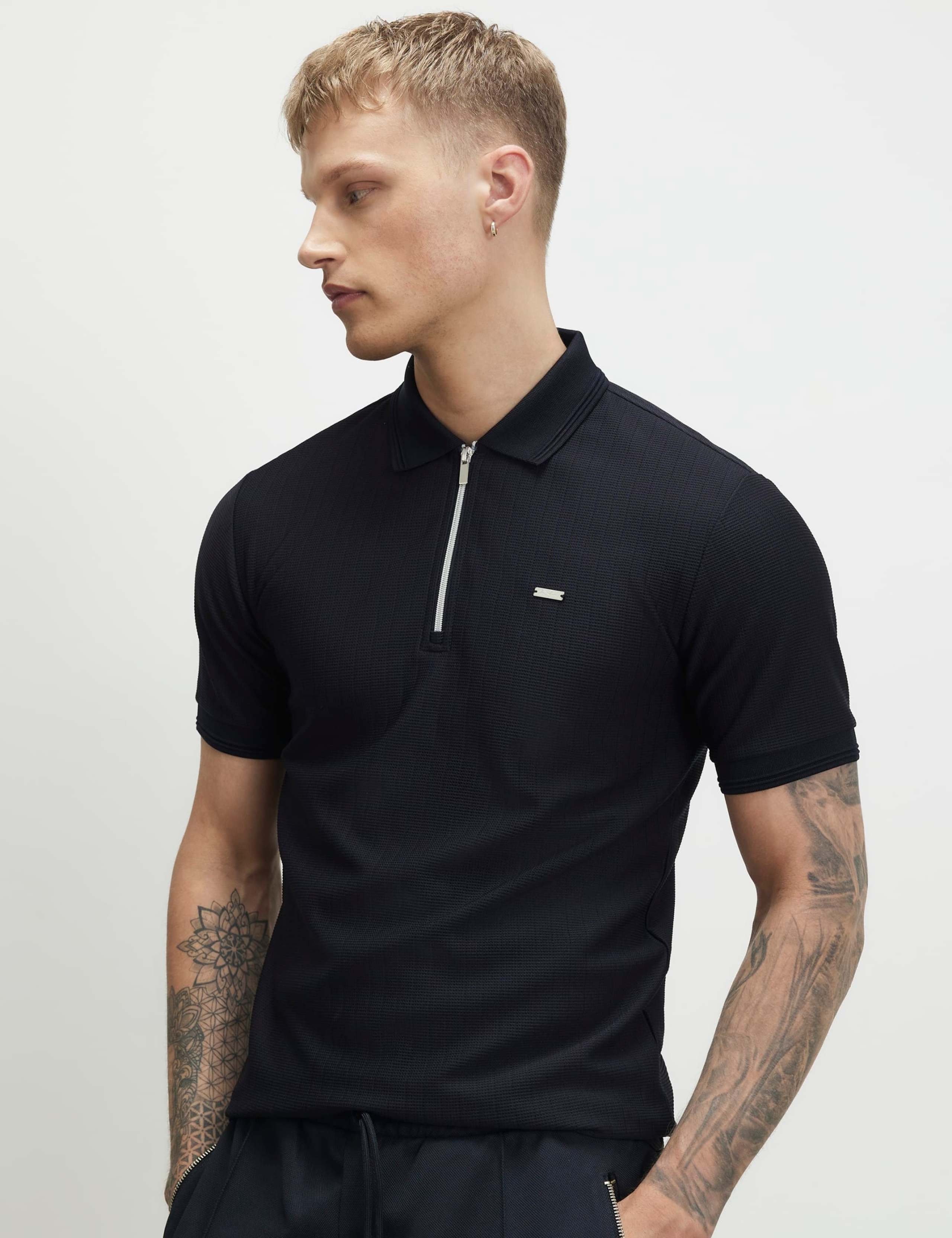 Textured Half Zip Knitted Polo Shirt 1 of 6