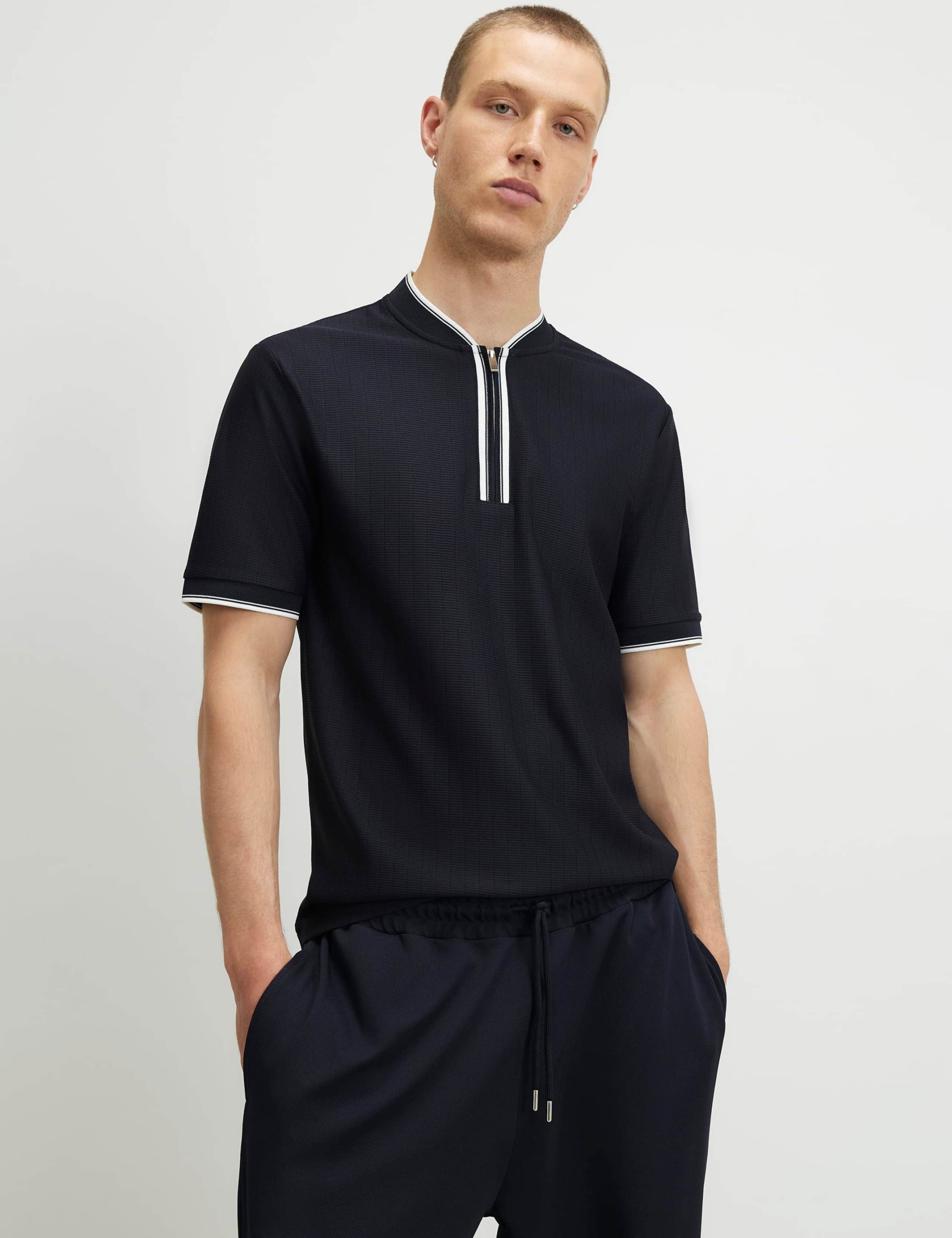 Textured Half Zip Knitted Polo Shirt 1 of 6