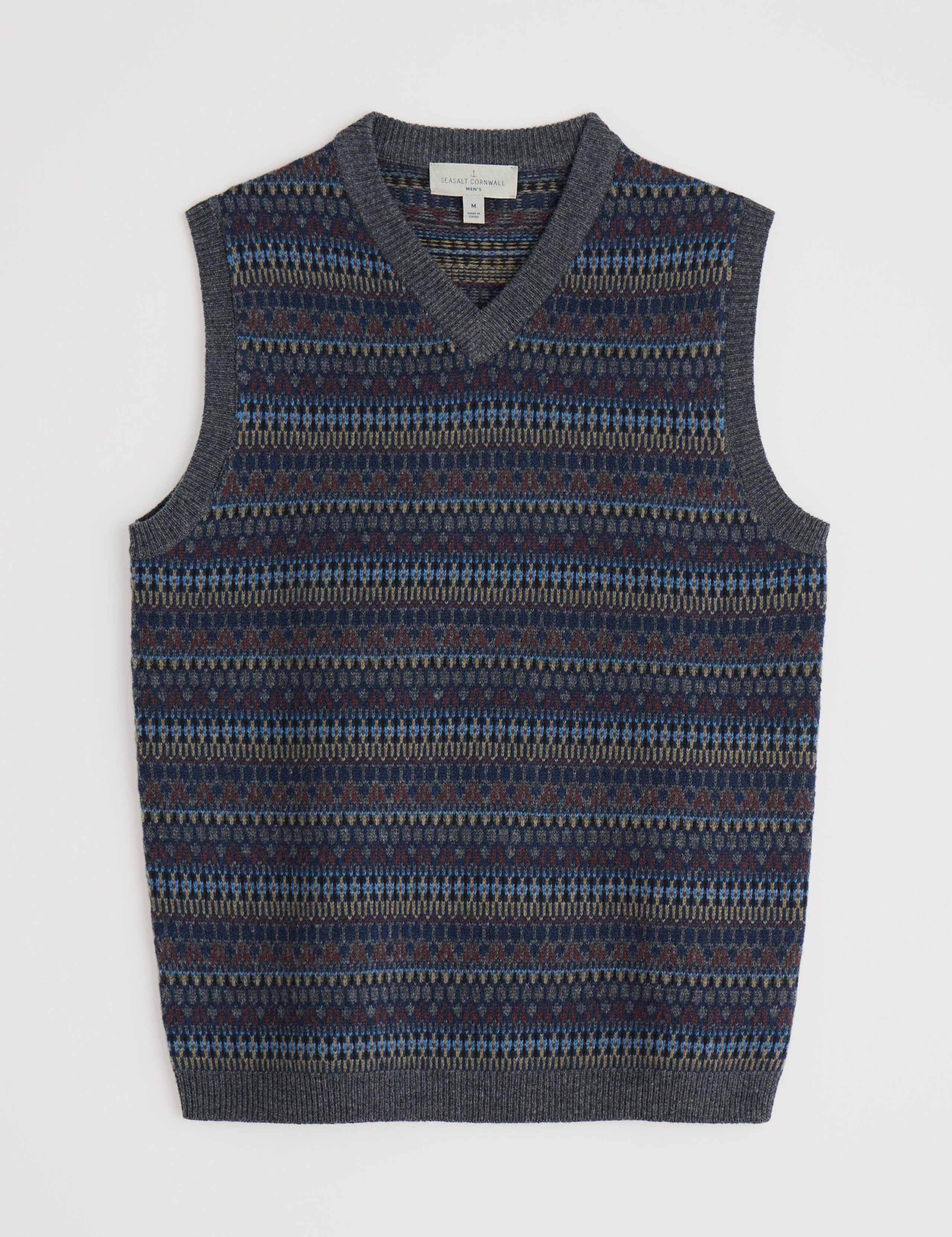 Wool Rich Patterned V-Neck Knitted Vest 2 of 5