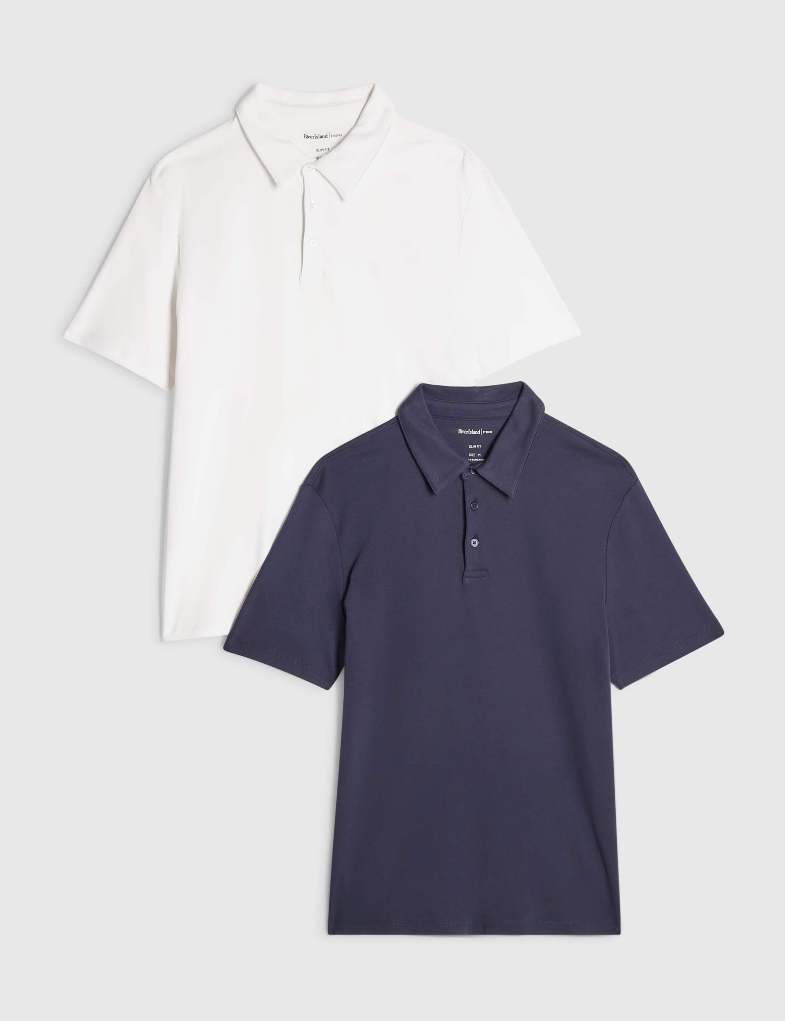2 Pack Slim Fit Pure Cotton Polo Shirts 1 of 6