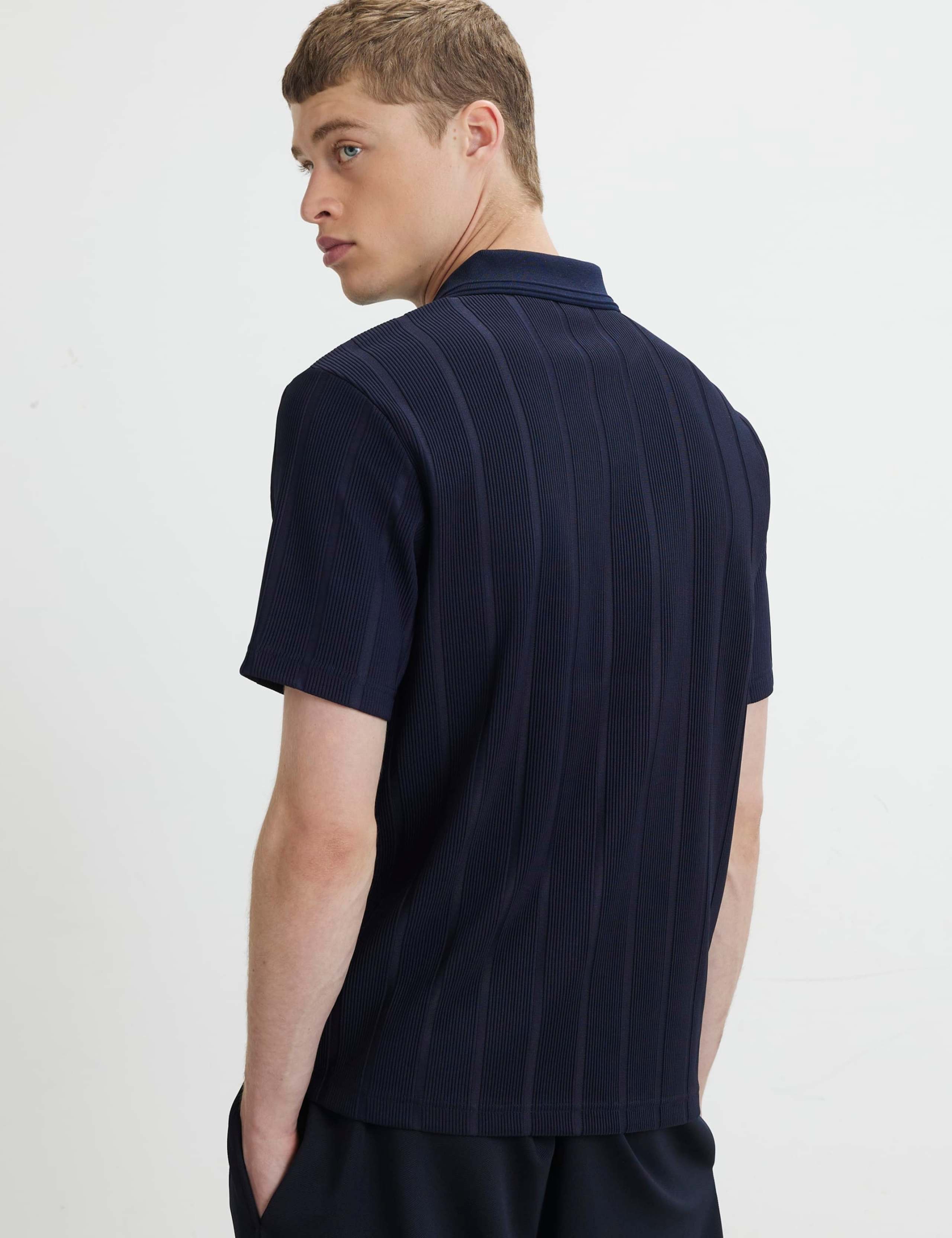 Textured Open Neck Knitted Polo Shirt 3 of 6