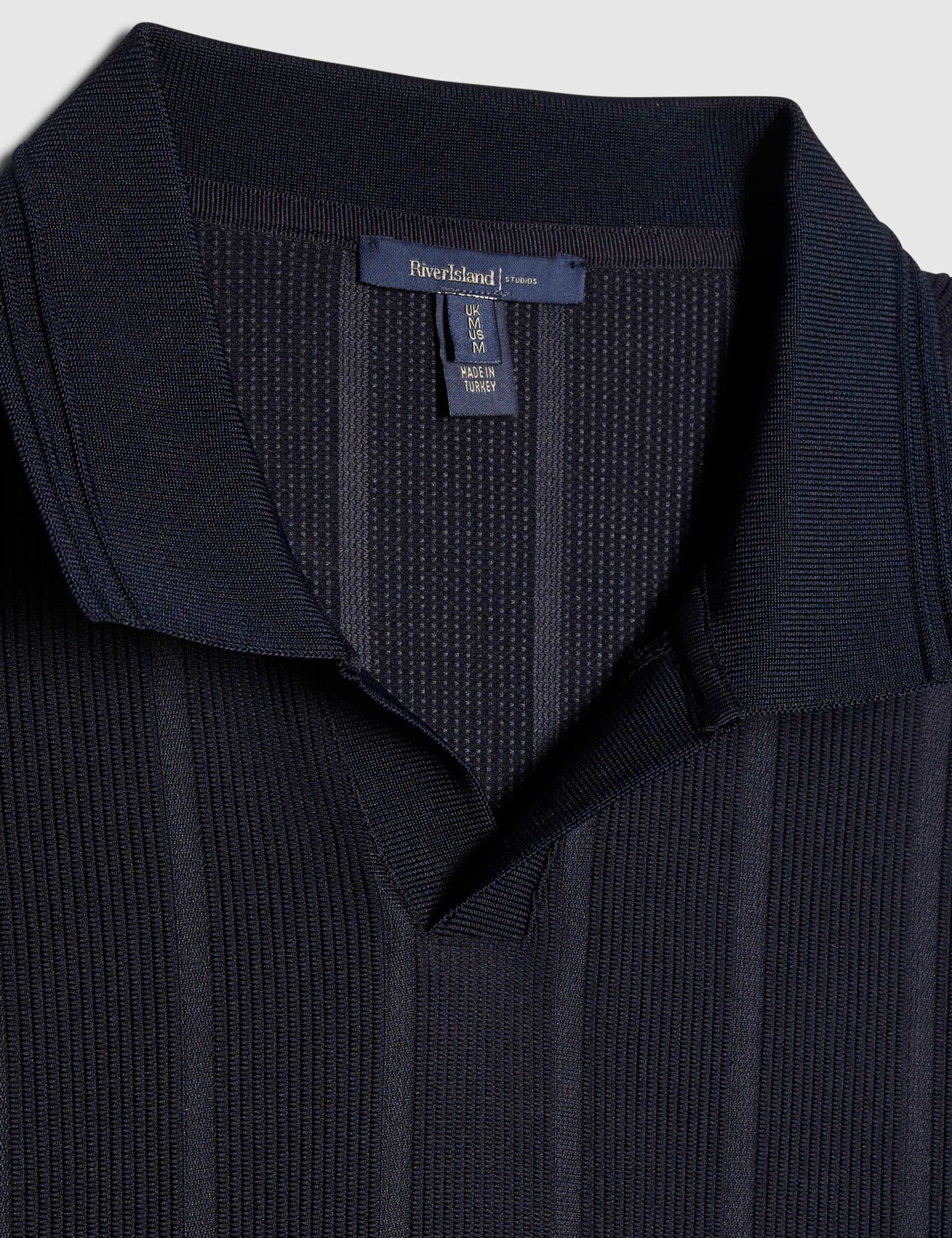 Textured Open Neck Knitted Polo Shirt 6 of 6