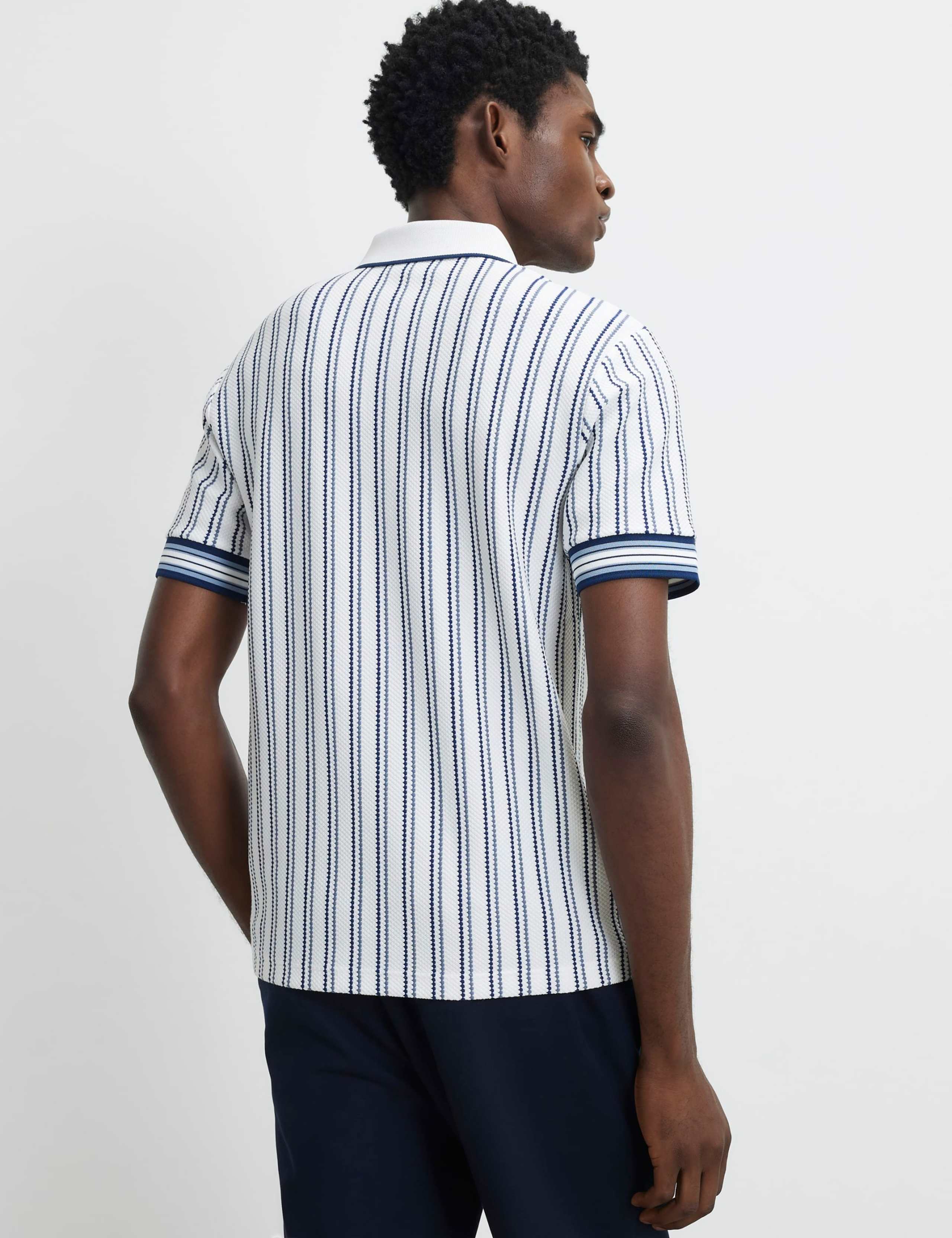 Striped Open Neck Knitted Polo Shirt 3 of 6