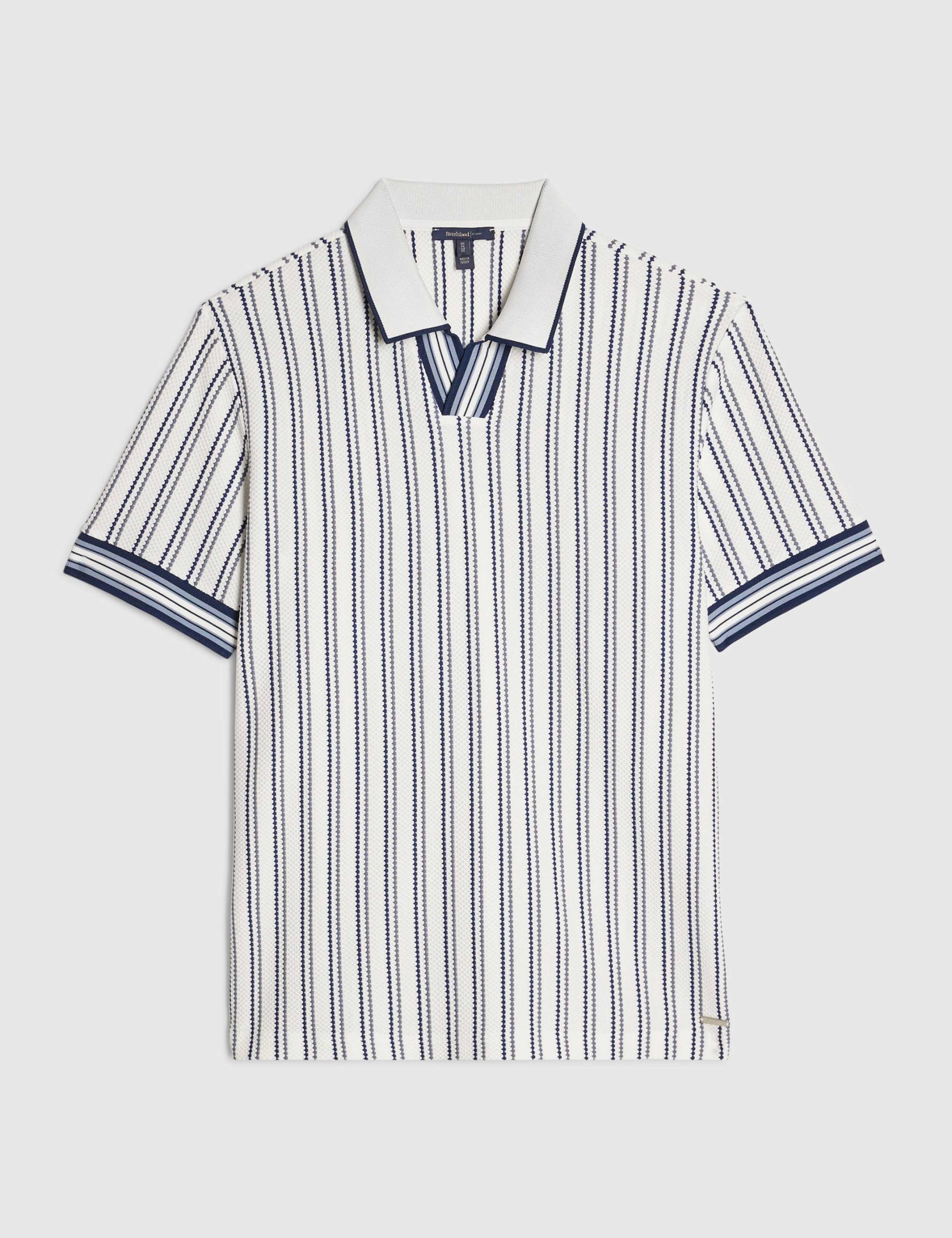 Striped Open Neck Knitted Polo Shirt 5 of 6