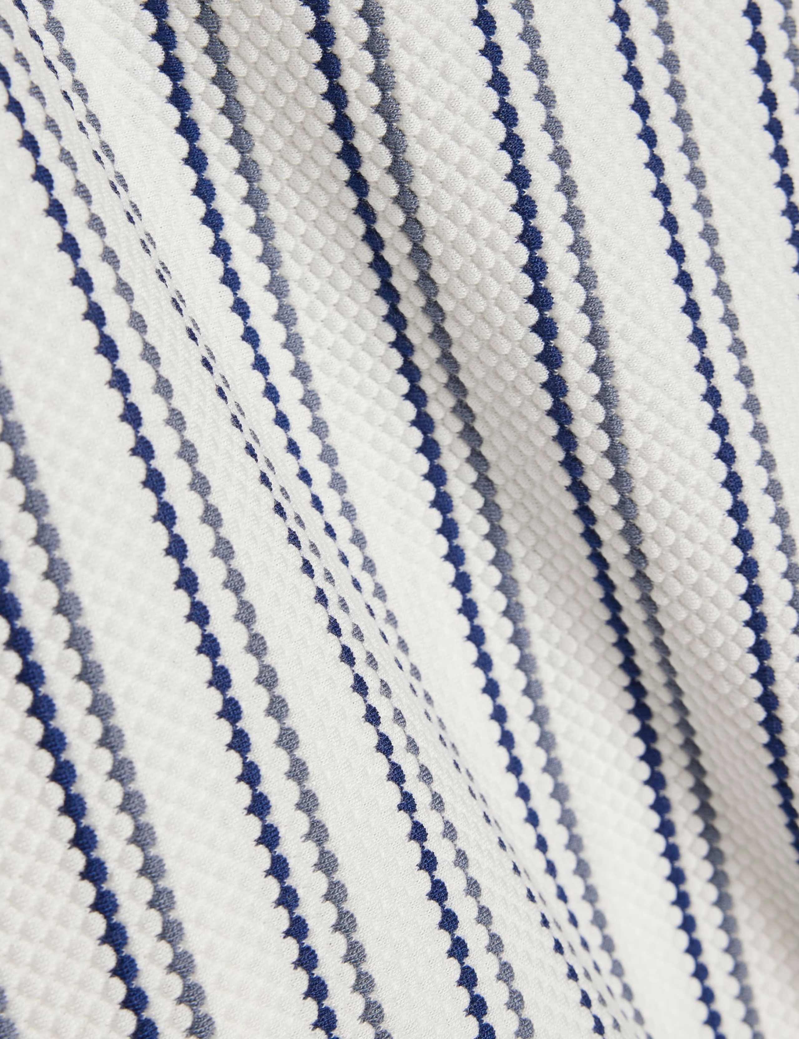 Striped Open Neck Knitted Polo Shirt 6 of 6
